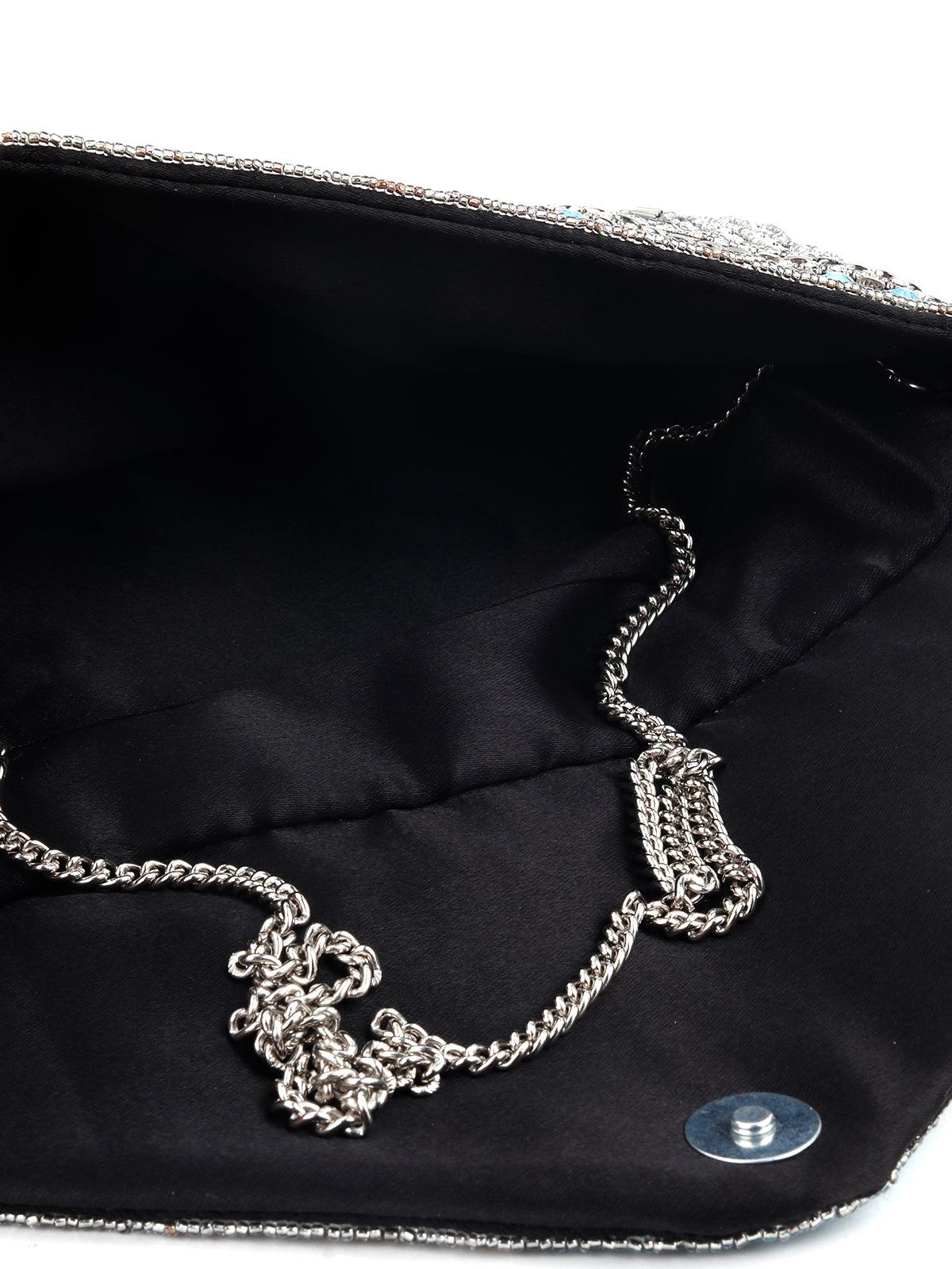 Odette Women Slate Sequin Enriched Envelope Clutch! - Image 4