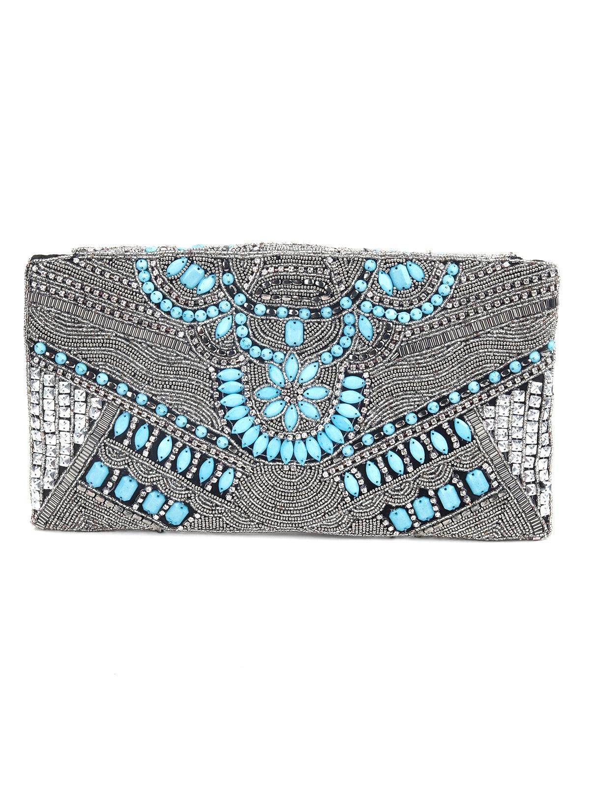 Odette Women Slate Sequin Enriched Envelope Clutch! - Image 5