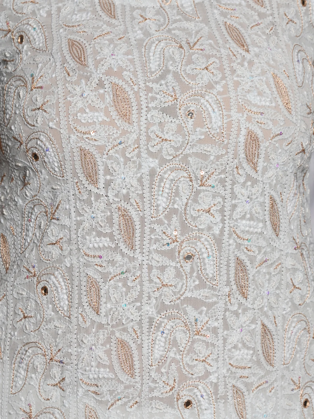 Odette Women Light Blue Georgette Chikankari Beads Embroidered Stitched Kurta With Dupatta - Image 5