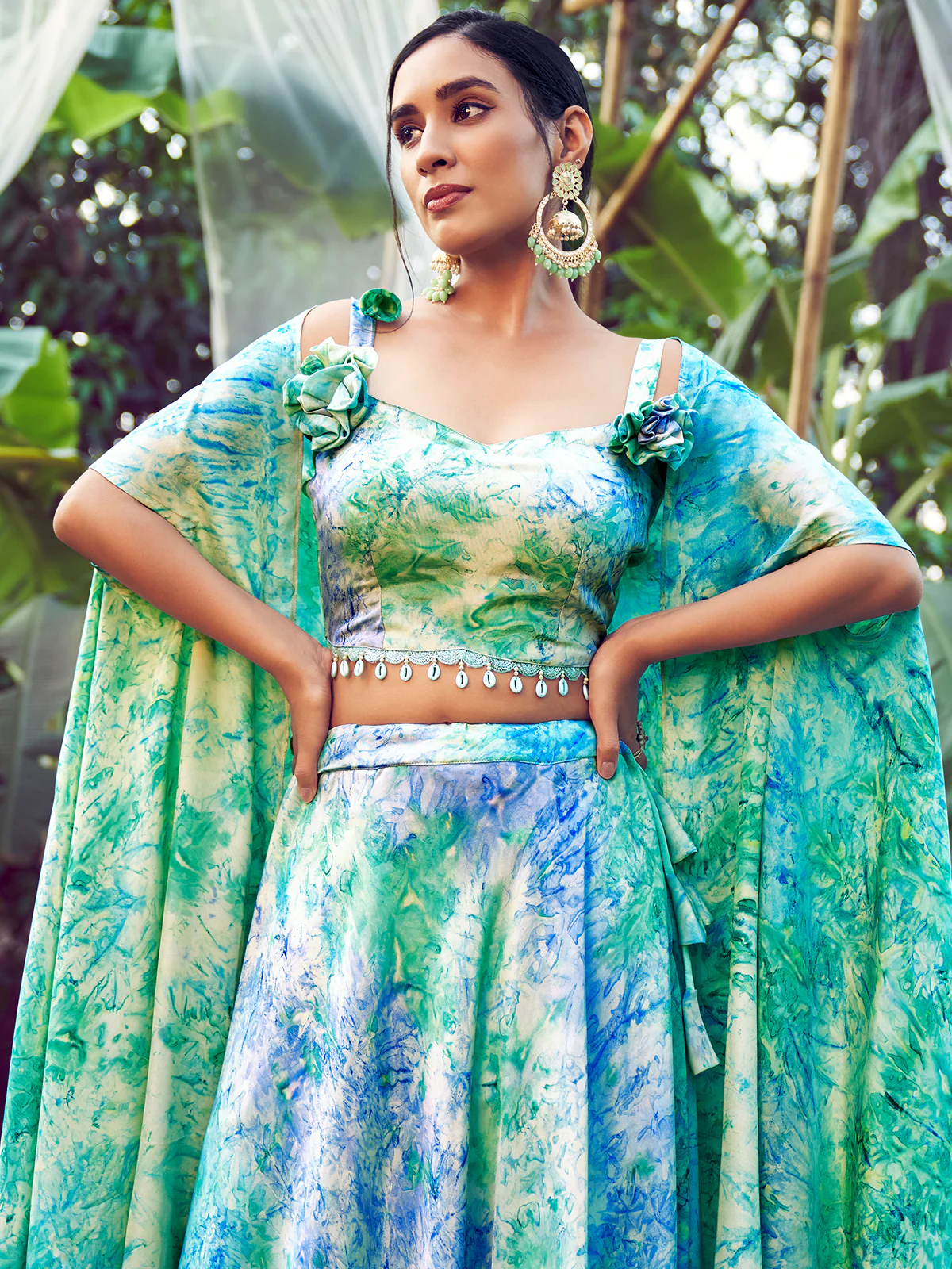 Odette Women Light Blue Silk Blend Stitched Lehenga Choli - Image 2