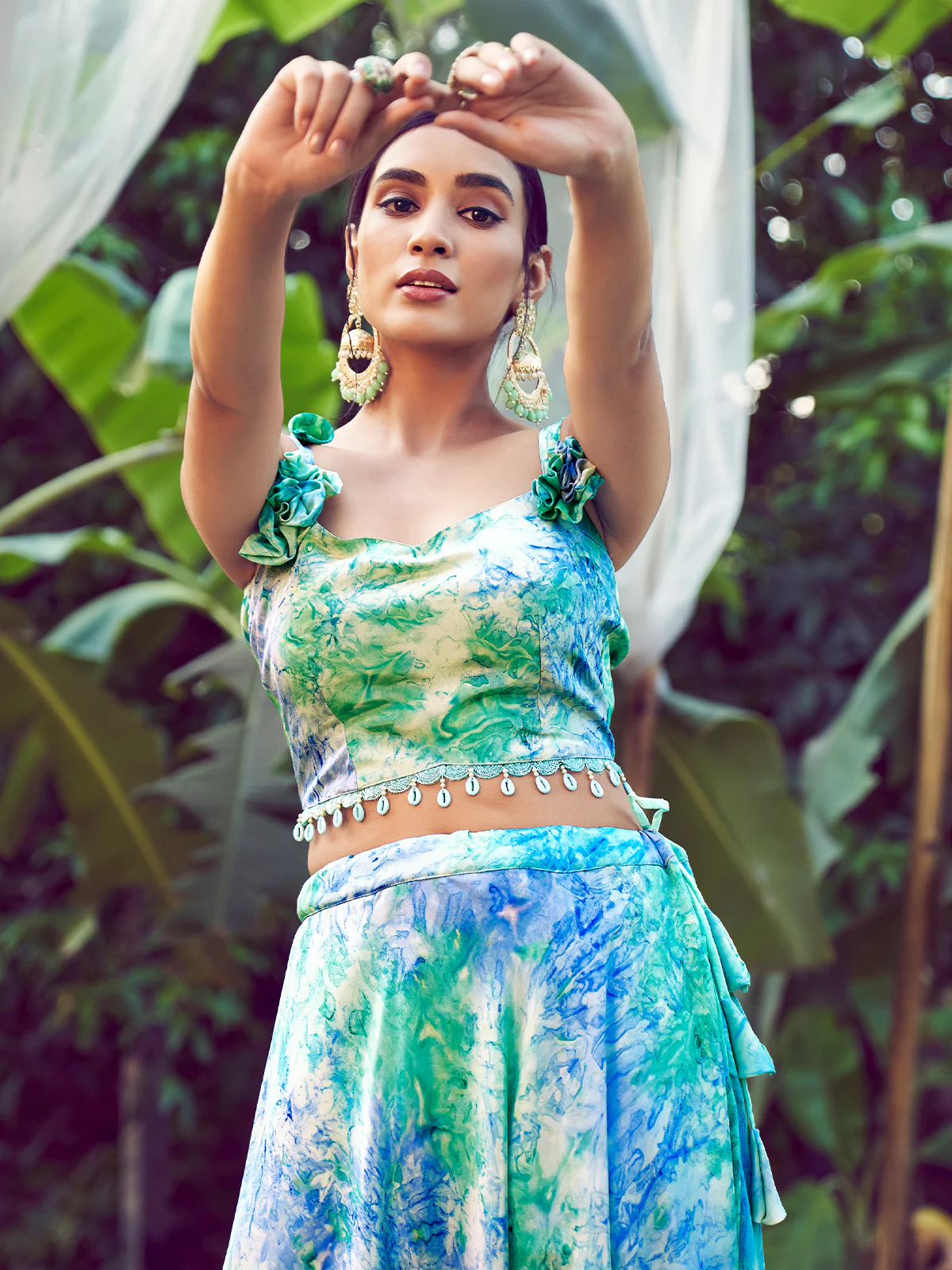 Odette Women Light Blue Silk Blend Stitched Lehenga Choli - Image 3