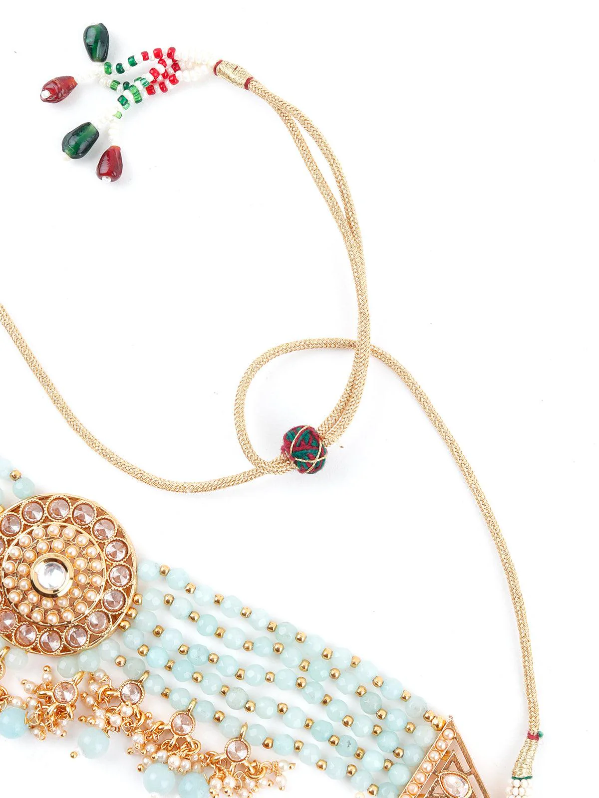 Odette Women Light Green Ethnic Choker Necklace Set - Image 6