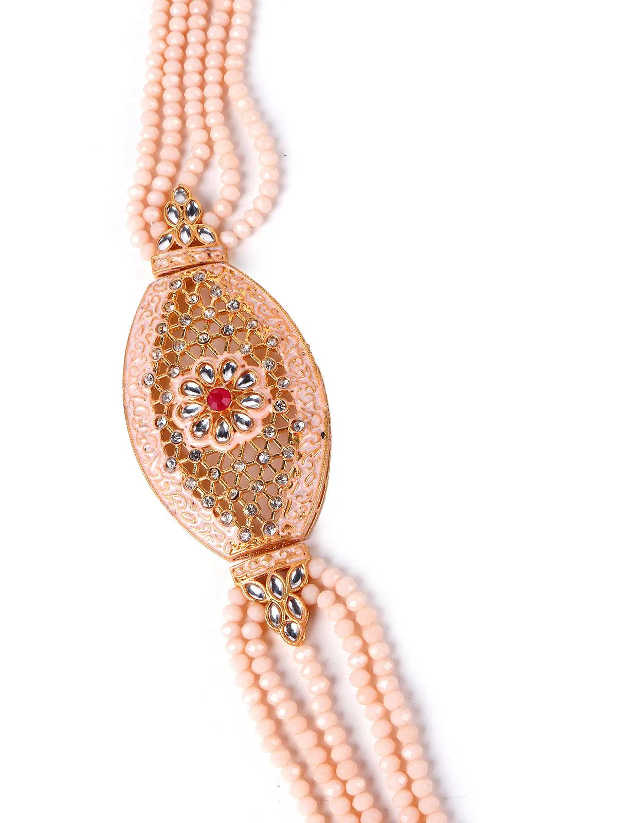 Odette Light Peach Designer Elegant Necklace Set For Women - Image 5