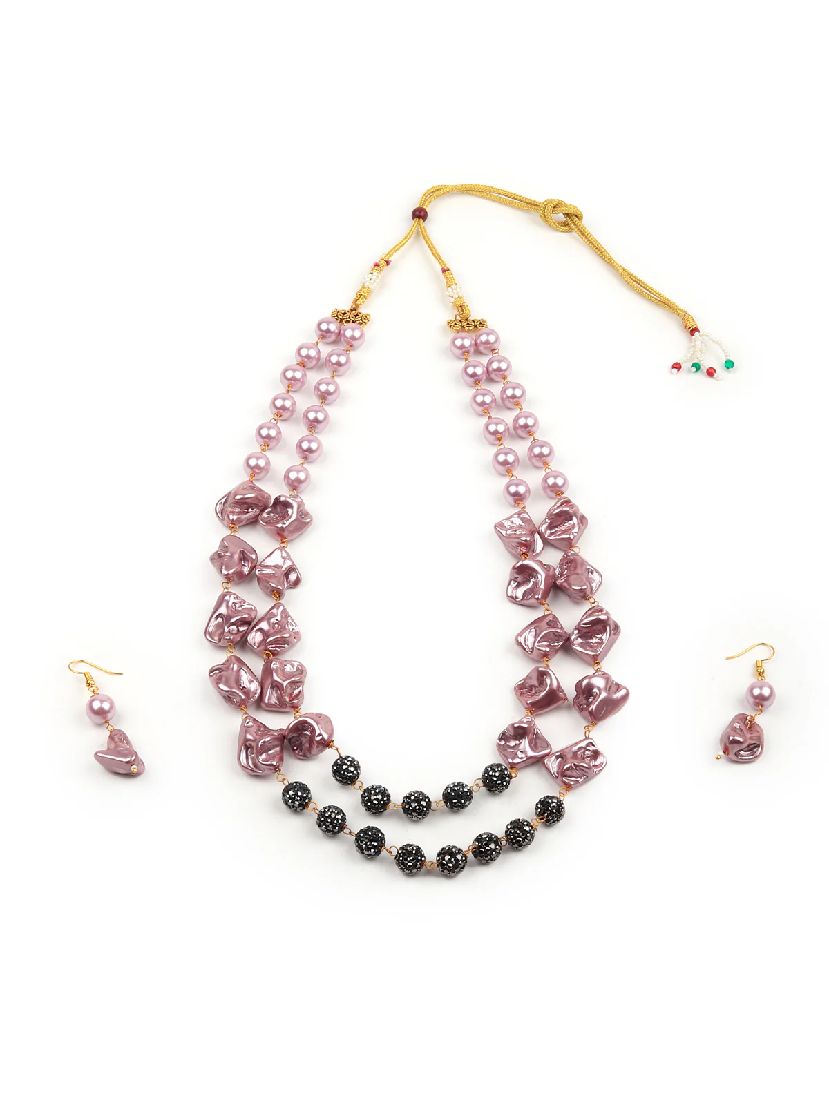 Odette Women Lilac And Grey Beaded Long Necklace - Image 3