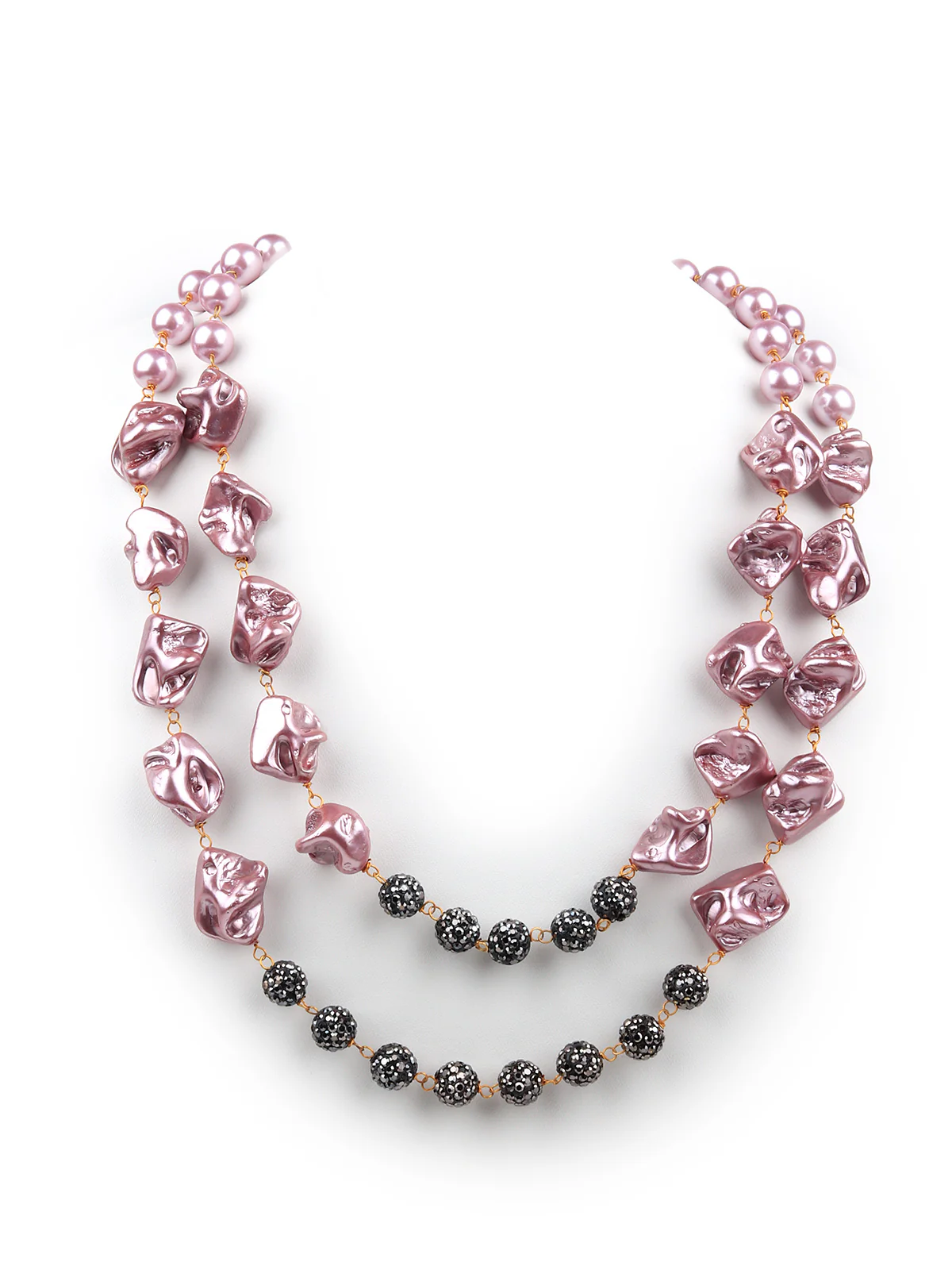 Odette Women Lilac And Grey Beaded Long Necklace - Image 4