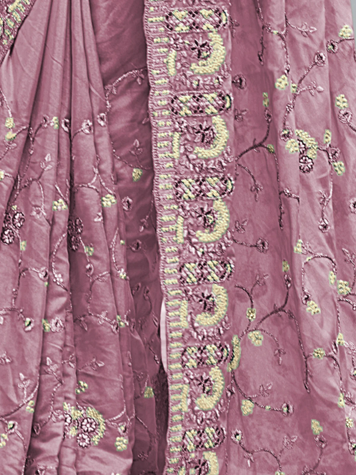 Odette Women Lilac Fancy Embroidered Saree With Unstitched Blouse - Image 4