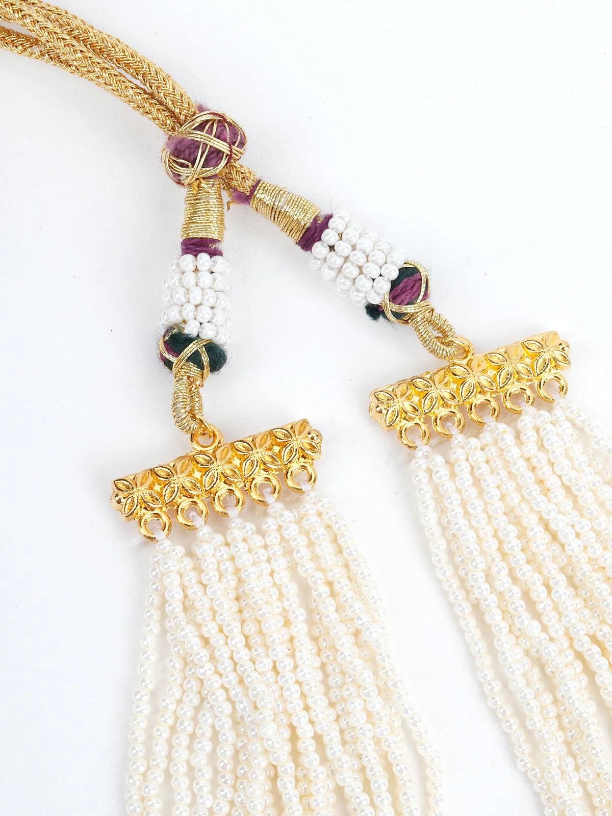 Odette Women Long White Pearl Chain With Elephant Stud - Image 6