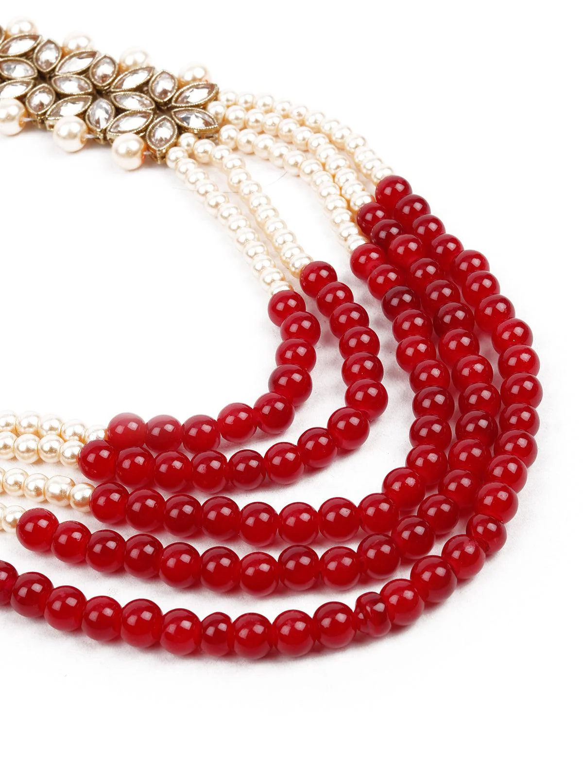 Odette Women Lovely Gold And Red Long Neck Piece - Image 3