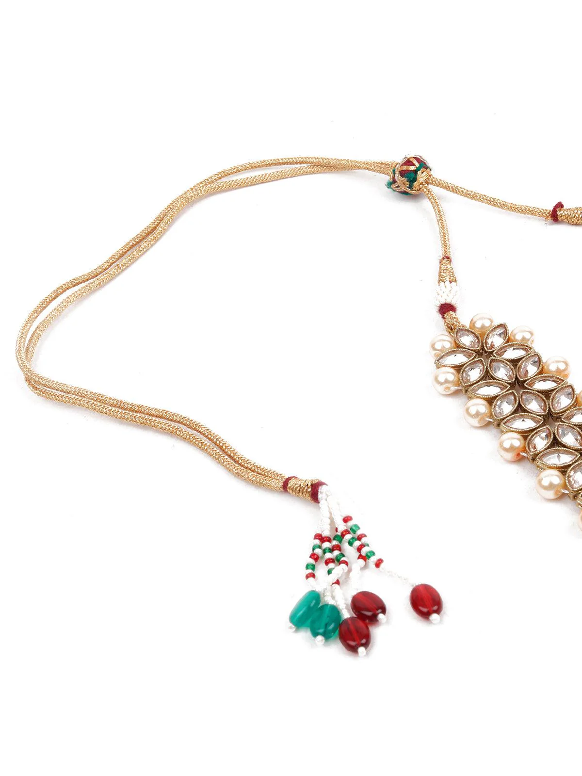 Odette Women Lovely Gold And Red Long Neck Piece - Image 4