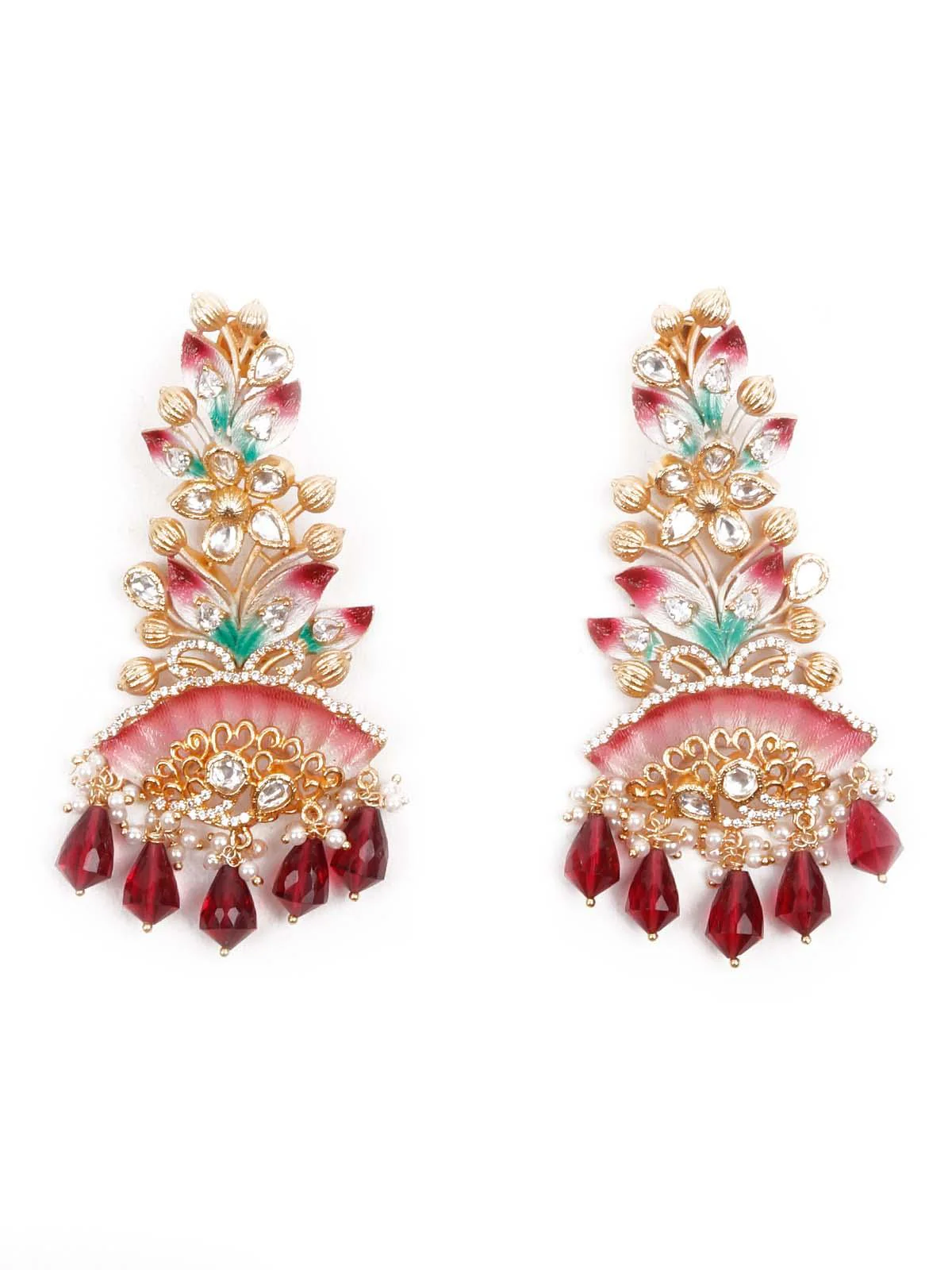 Odette Women Luxuriant Gold Multicolored Dangling Earrings - Image 3