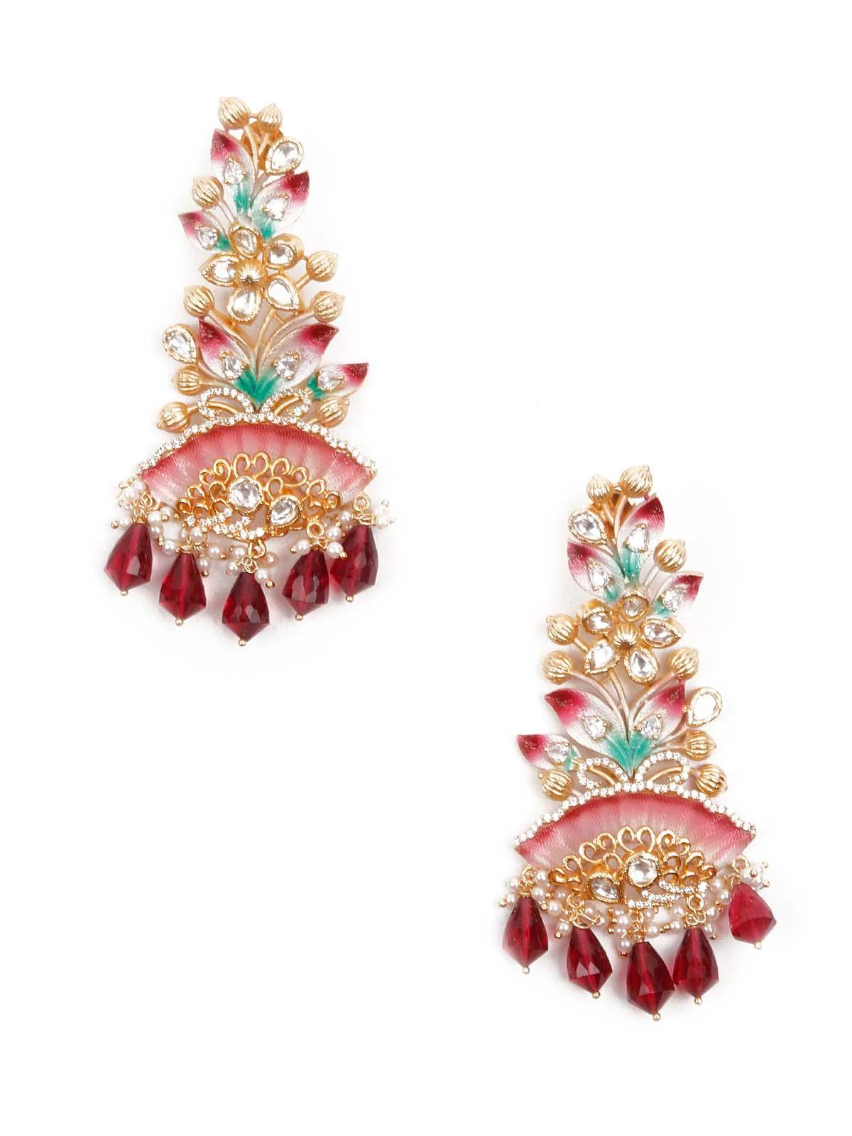 Odette Women Luxuriant Gold Multicolored Dangling Earrings - Image 4