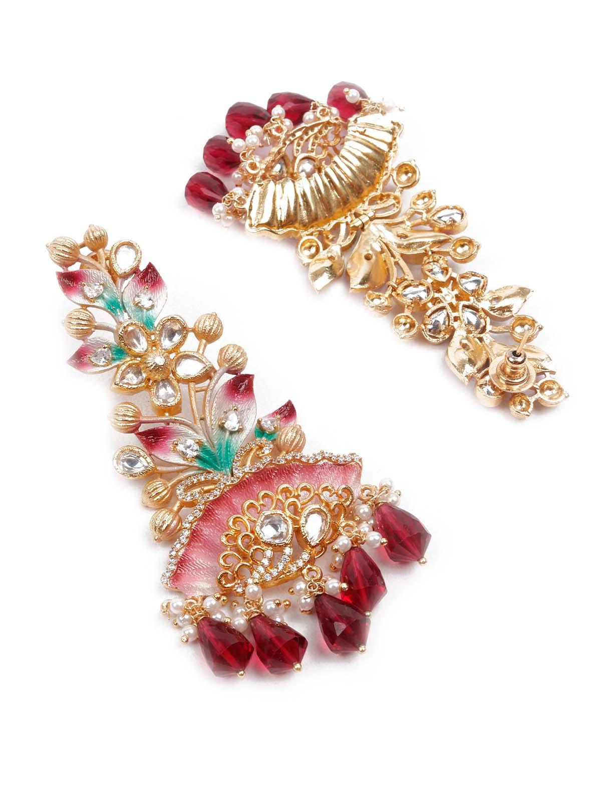Odette Women Luxuriant Gold Multicolored Dangling Earrings - Image 6