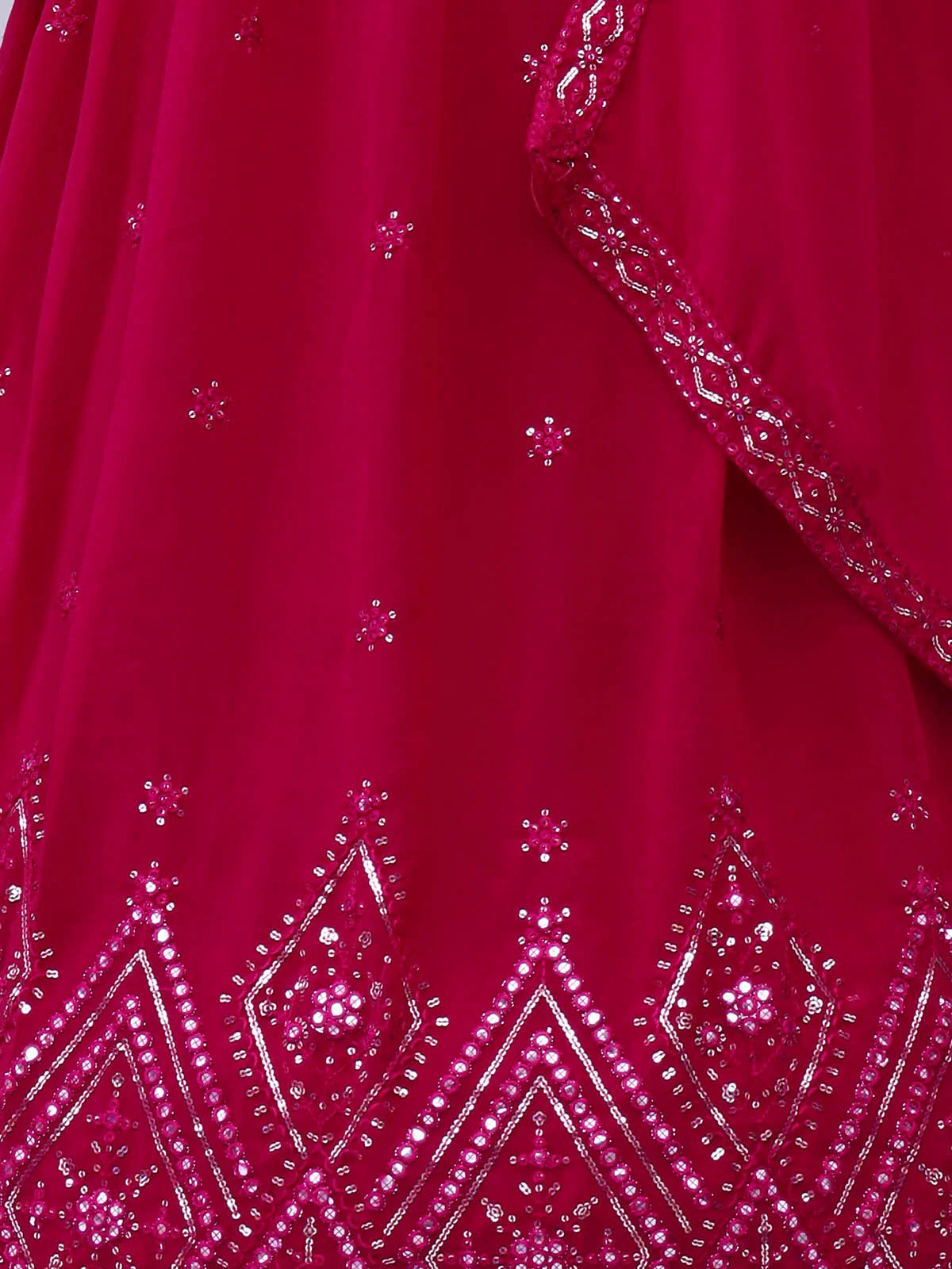 Odette Women Magenta Embroidered Georgette Semi Stitched Anarkali Suit - Image 3