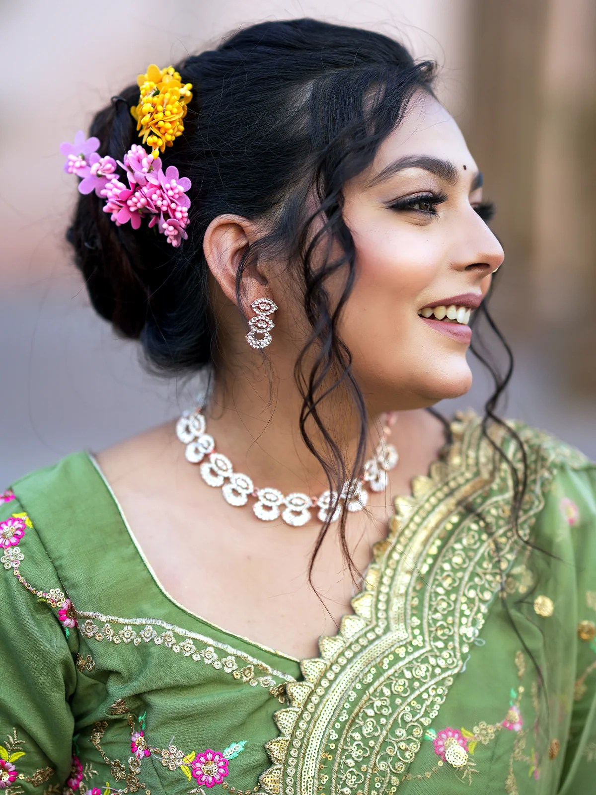 Odette Women Light Green Floral Semi Stitched Lehenga With Unstitched Blouse - Image 5