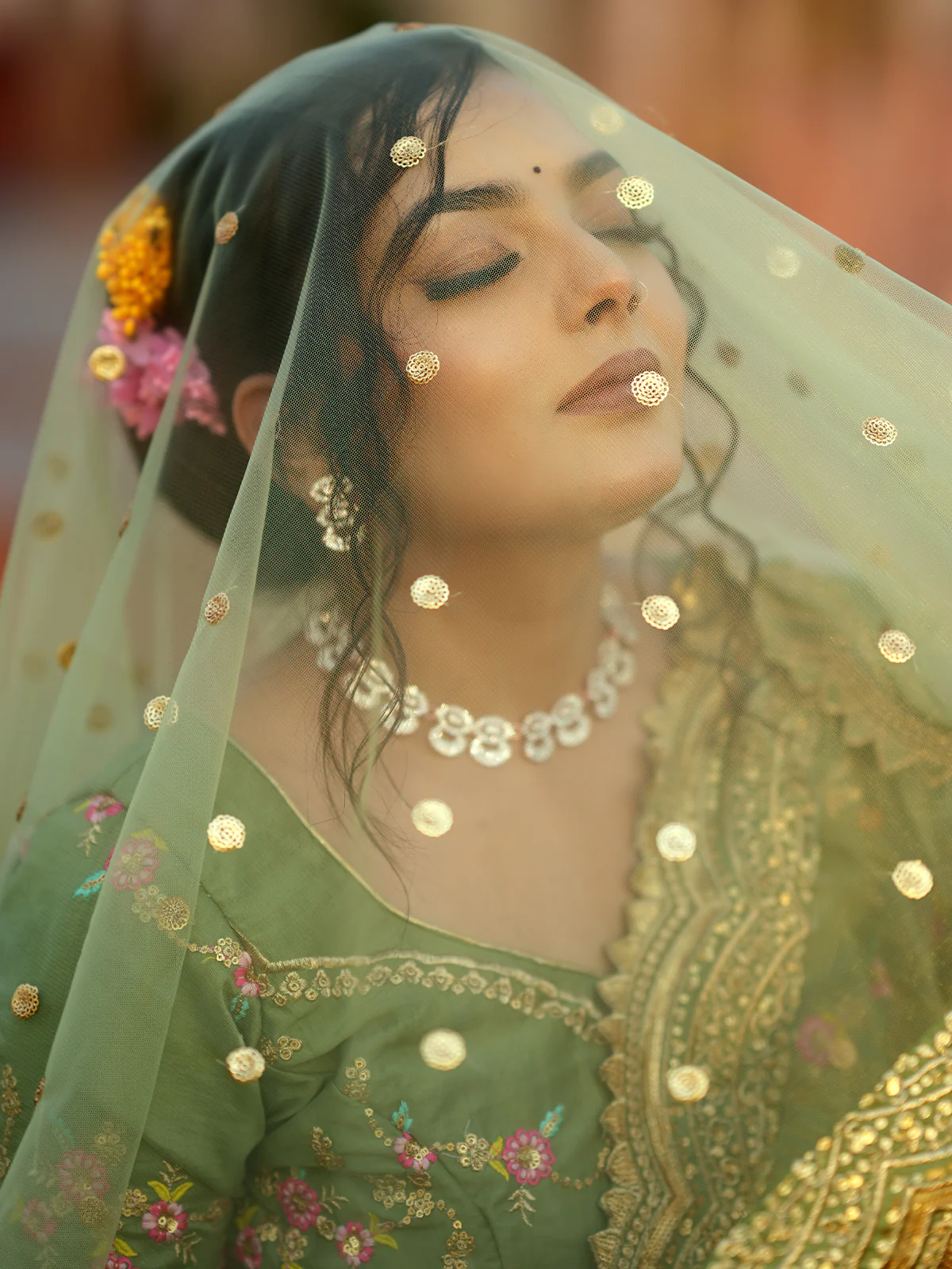 Odette Women Light Green Floral Semi Stitched Lehenga With Unstitched Blouse - Image 6