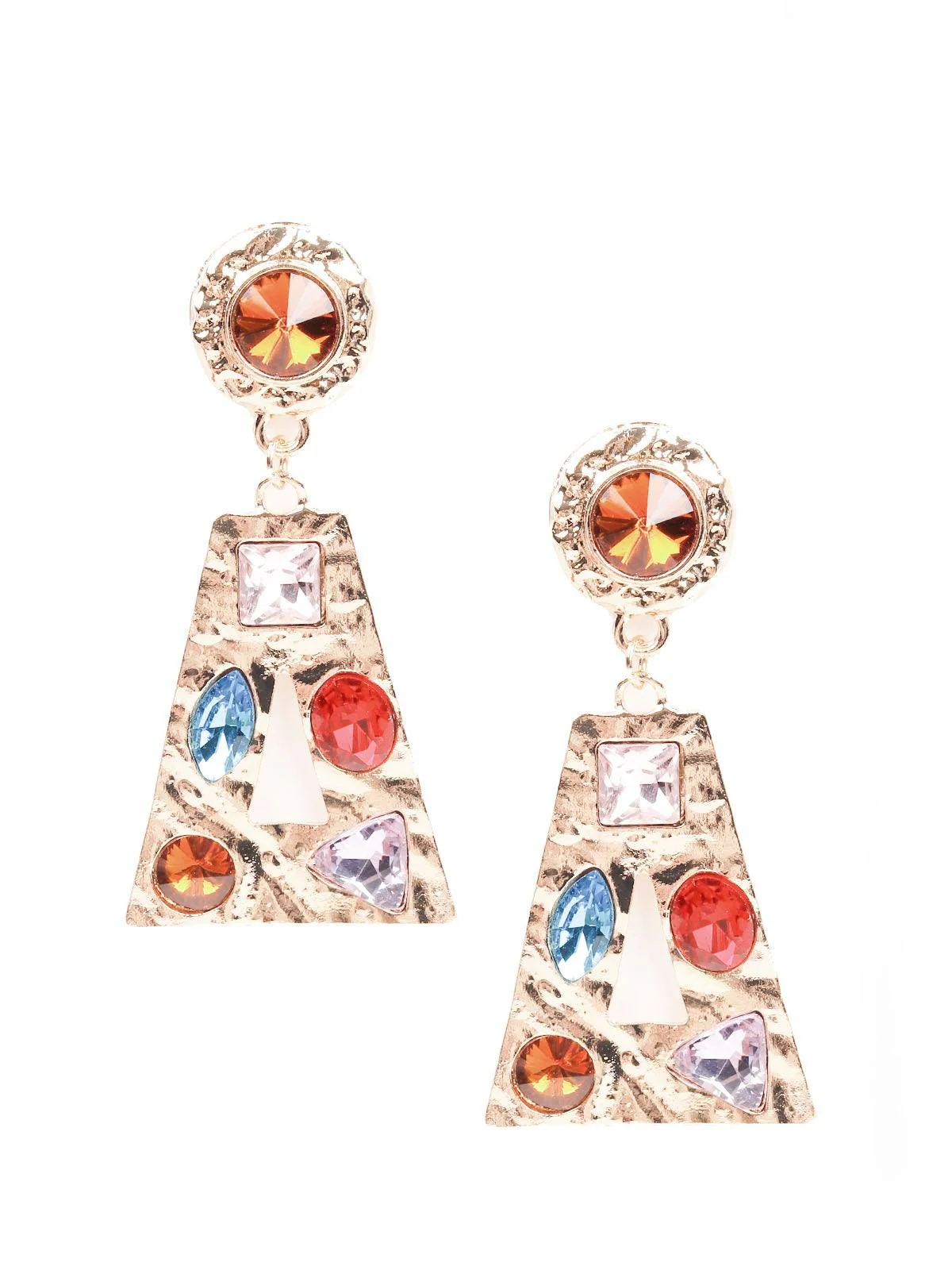 Odette Women Multicolour Metal Drop Earrings - Image 3