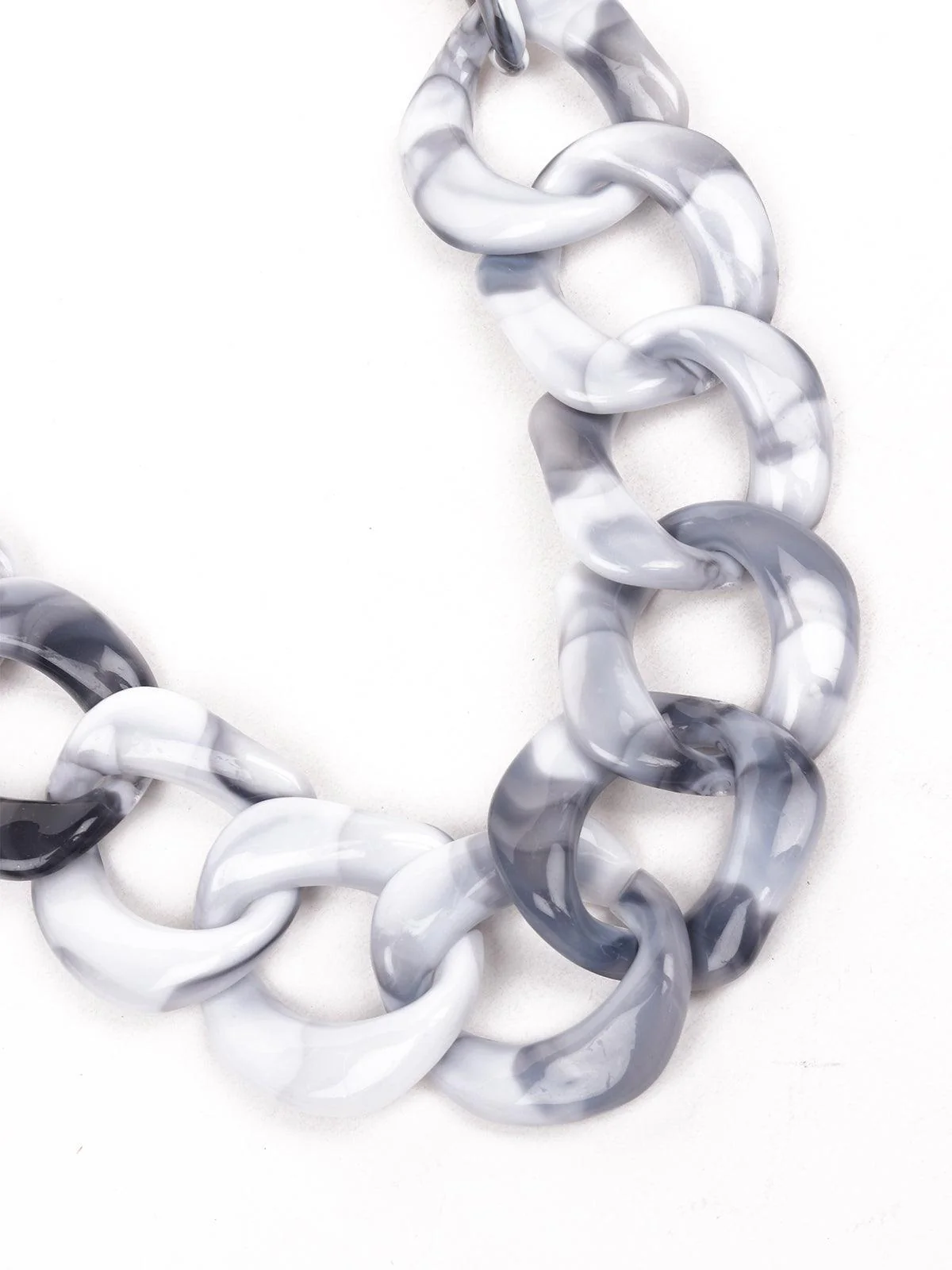 Odette Women Marble Effect Grey And White Chunky Statement Necklace - Image 4