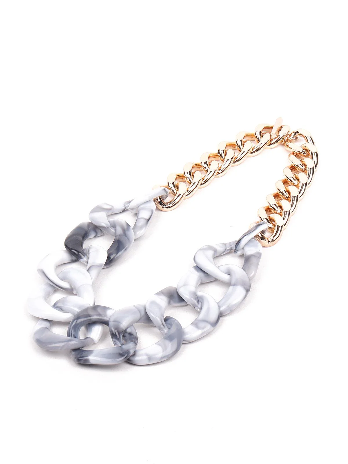 Odette Women Marble Effect Grey And White Chunky Statement Necklace - Image 5