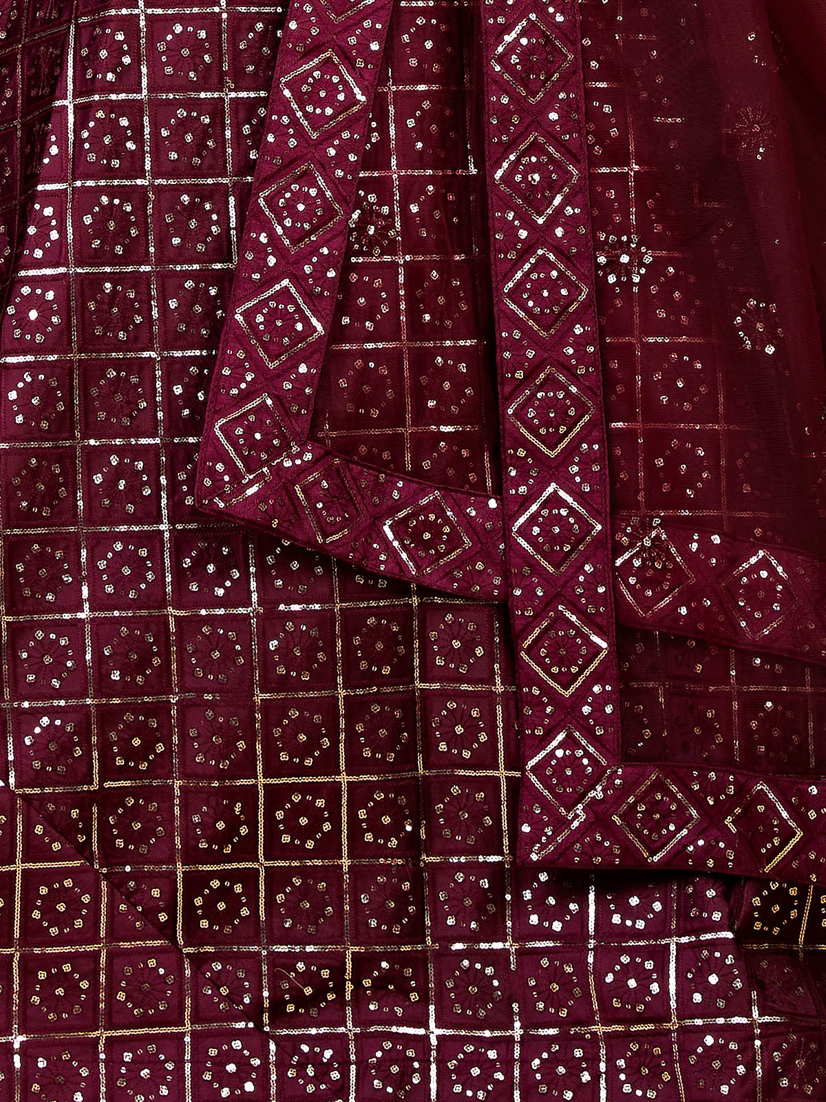 Odette Women Maroon Designer Semi Stitched Lehenga With Unstitched Blouse - Image 5