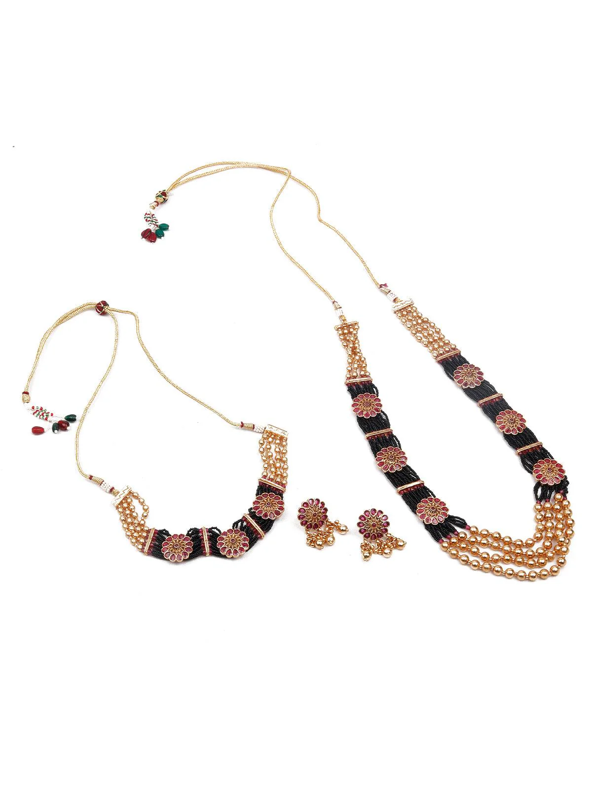 Odette Women Marvel In Beads - Choker And Long Necklace Set - Image 3