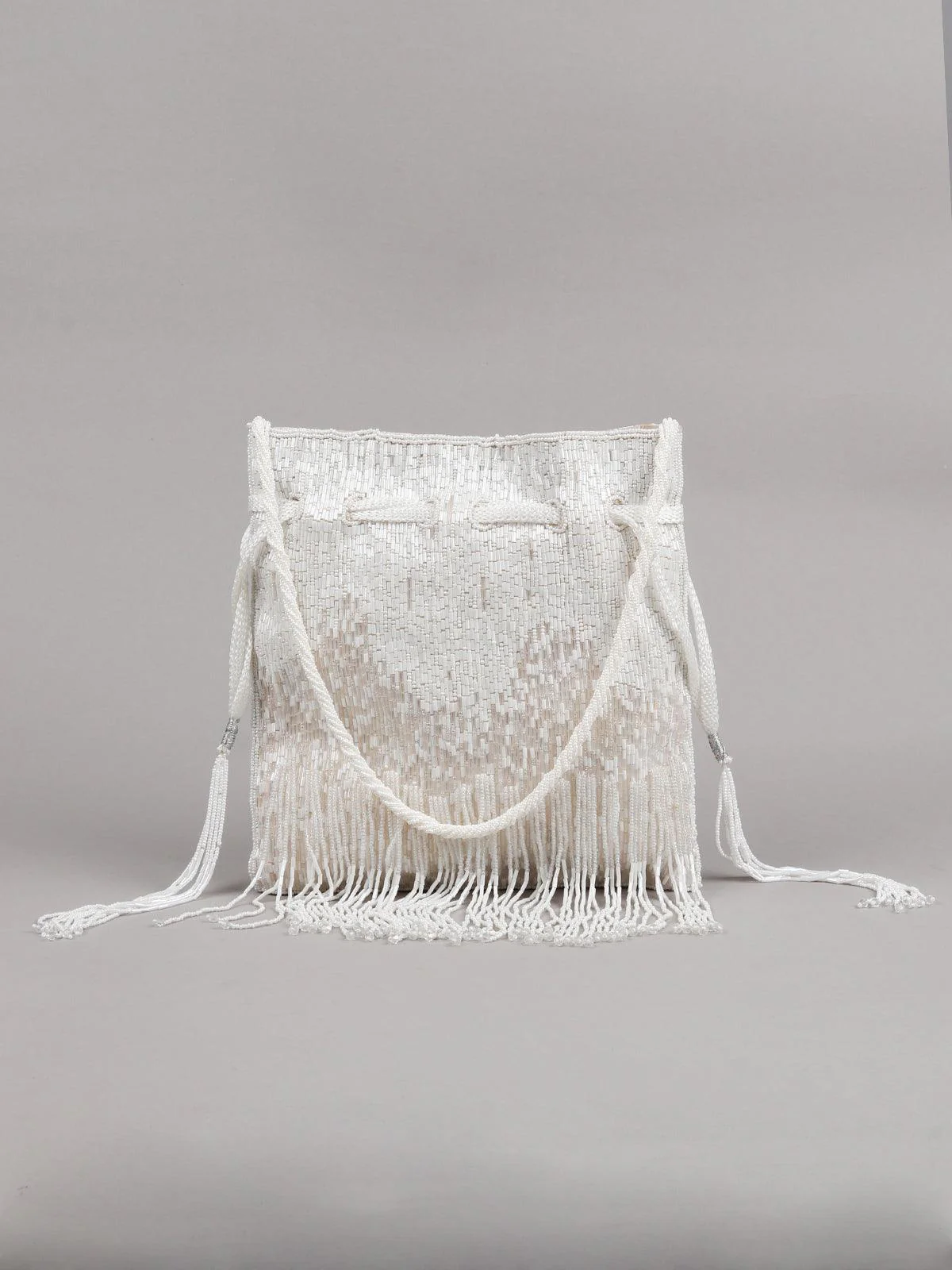Odette Women Marvellous White Potli Bag - Image 3