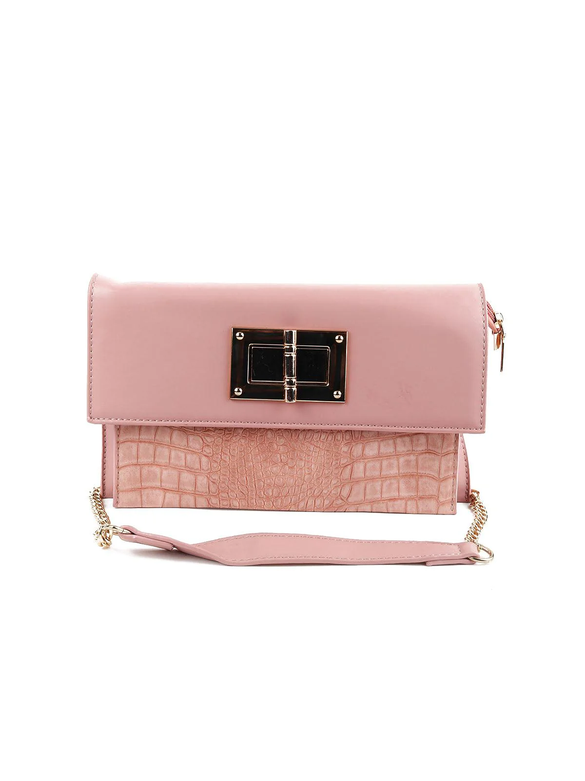 Odette Women Pink Textured Embellished Handbag - Image 3