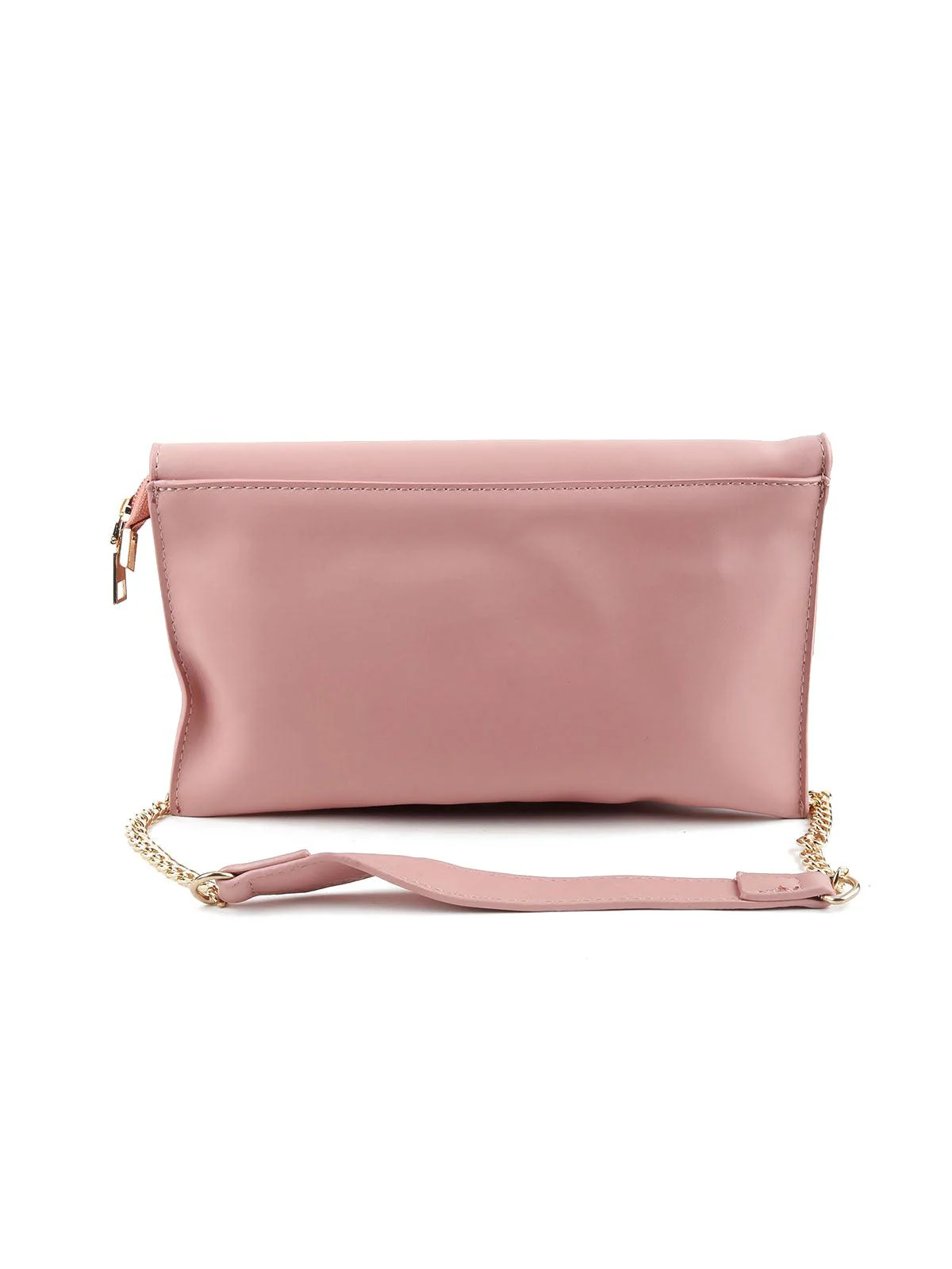 Odette Women Pink Textured Embellished Handbag - Image 4