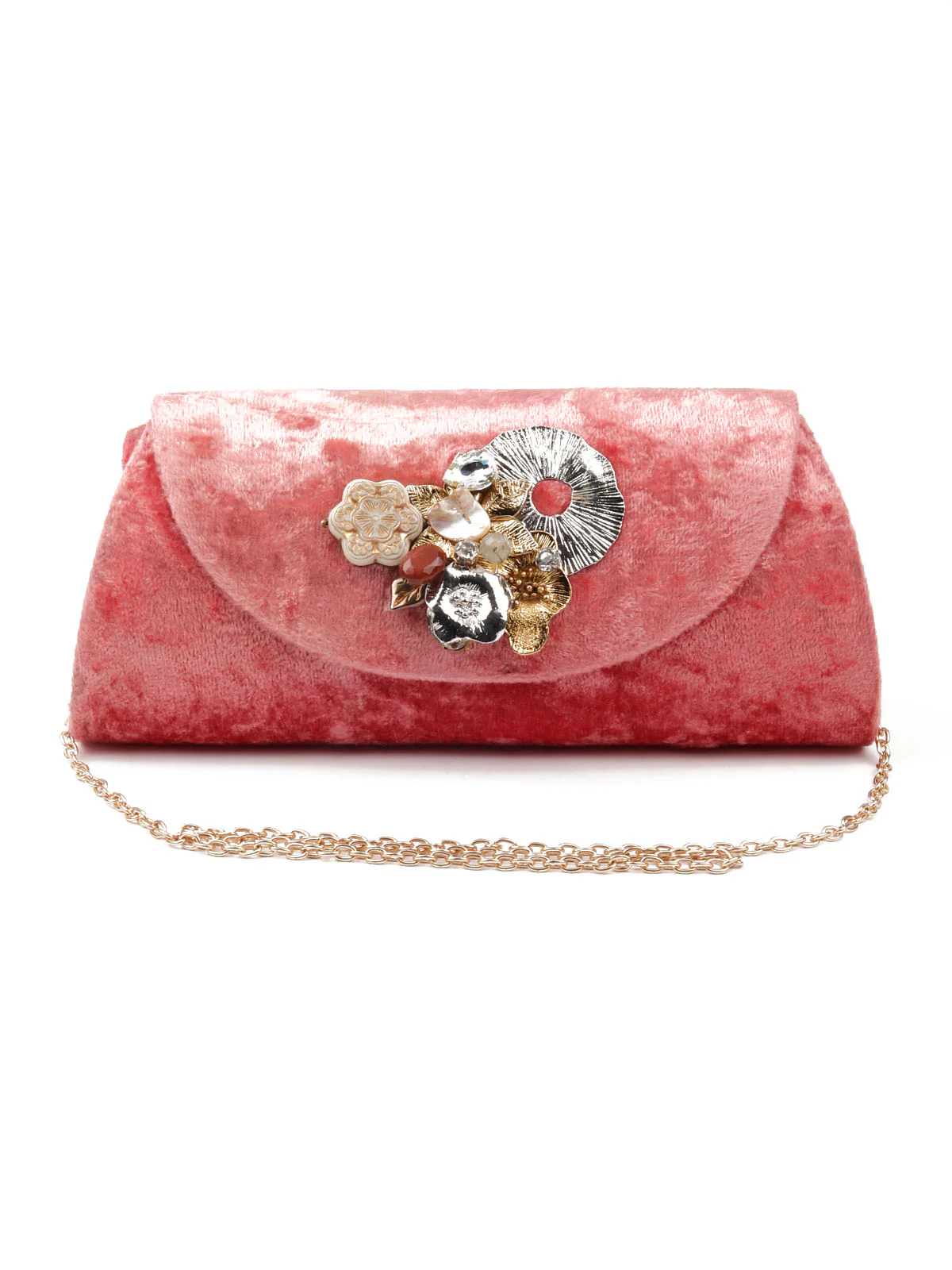 Odette Women Mauve Velvet Bridal Clutch Bag - Image 3
