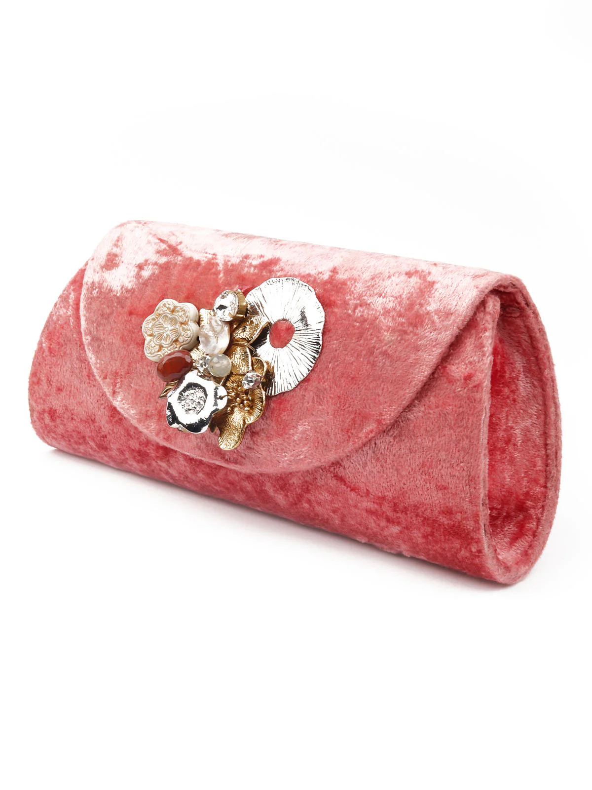Odette Women Mauve Velvet Bridal Clutch Bag - Image 4
