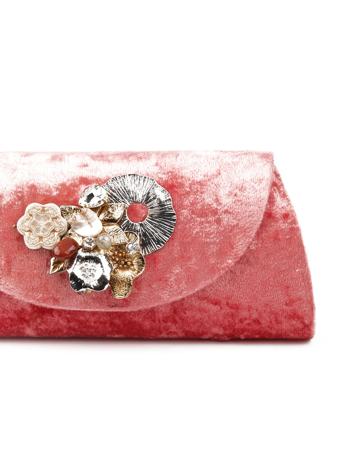 Odette Women Mauve Velvet Bridal Clutch Bag - Image 6