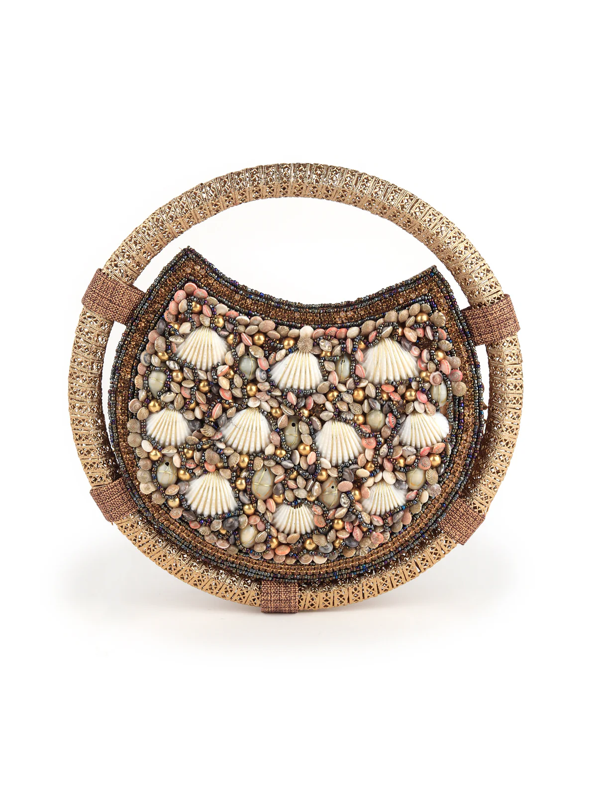 Odette Women Metallic Brown Moon Clutch - Image 3