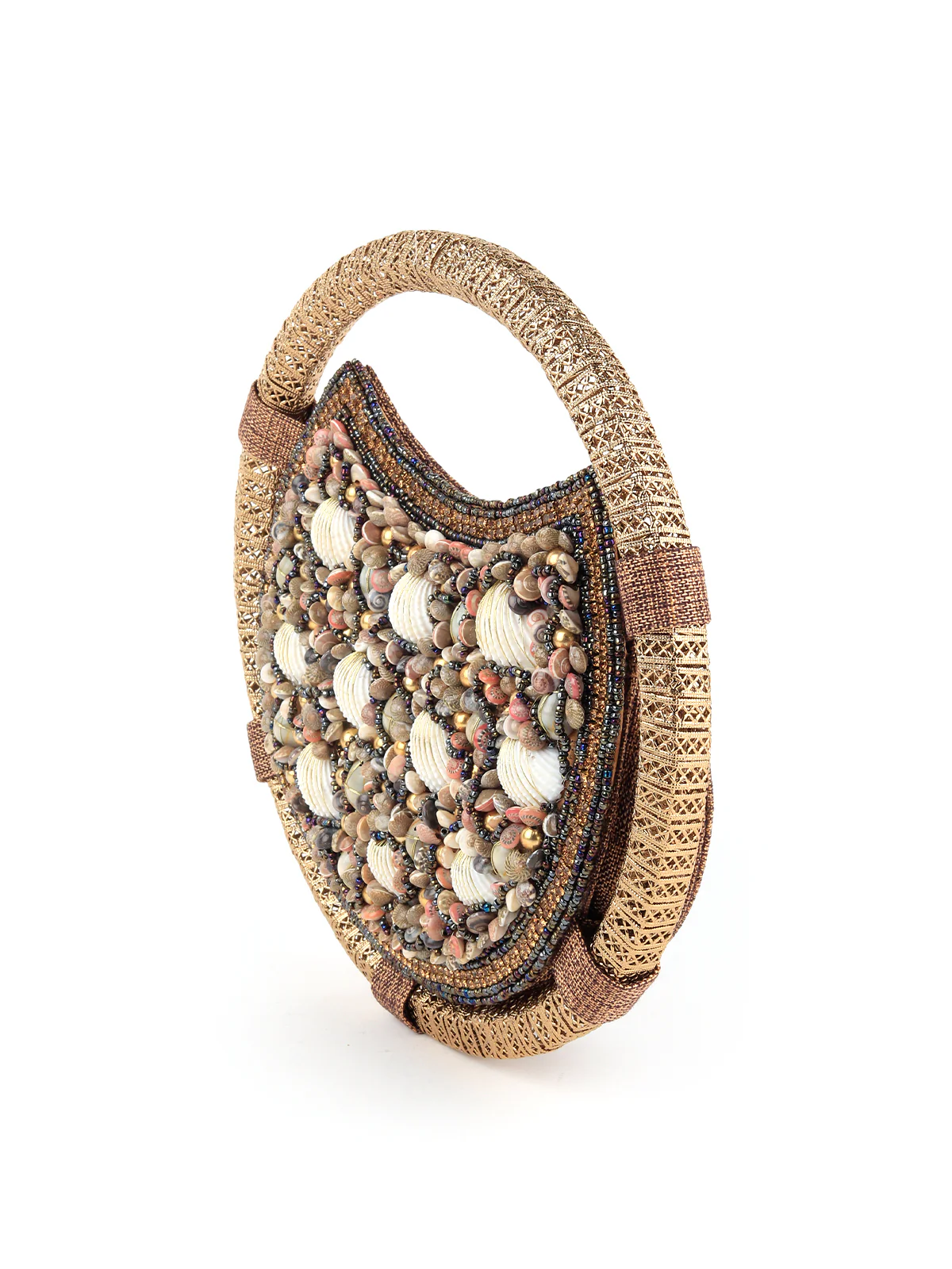 Odette Women Metallic Brown Moon Clutch - Image 4