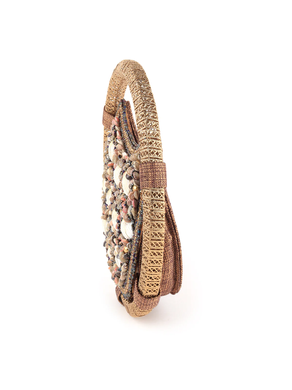 Odette Women Metallic Brown Moon Clutch - Image 5