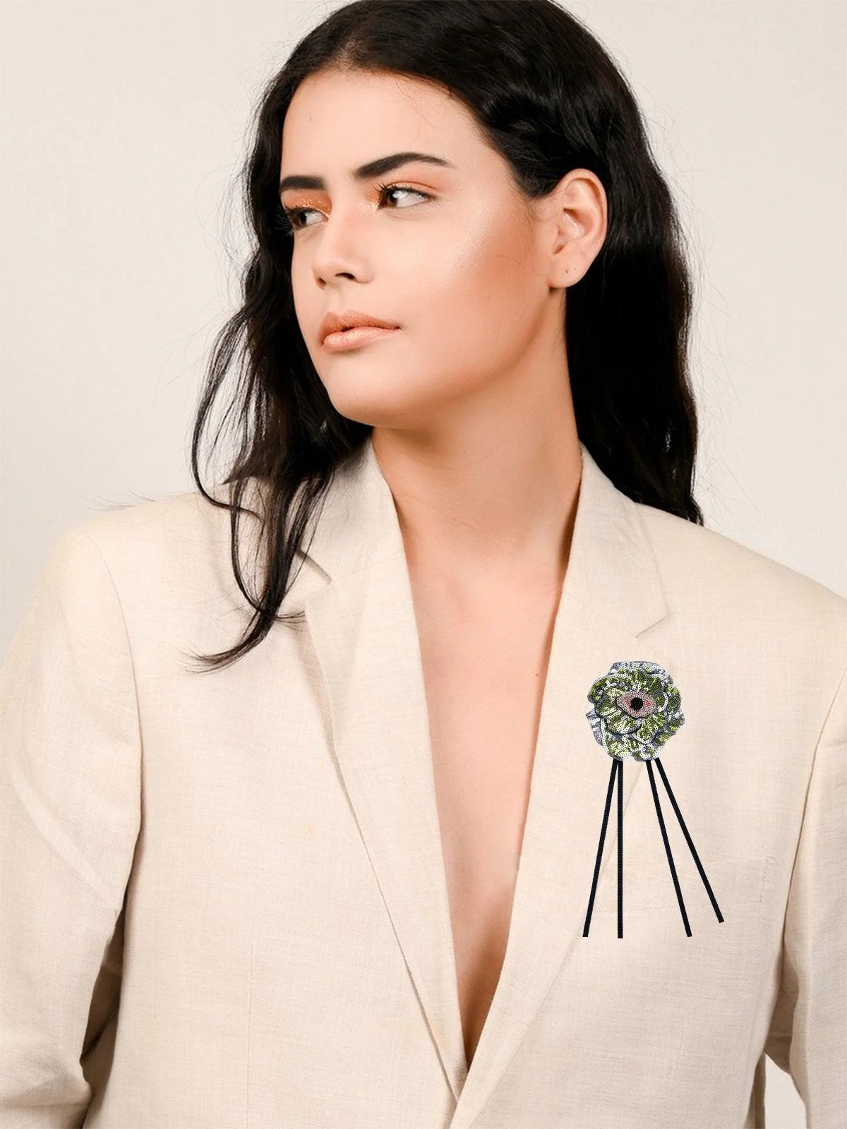 Odette Women Green Metal Brooch