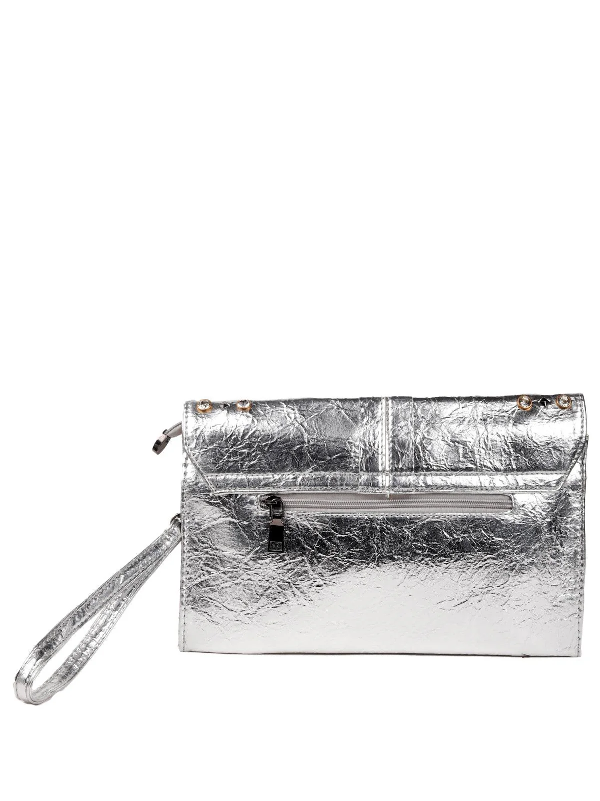 Odette Women Silver Letherette Clutch Bag - Image 4