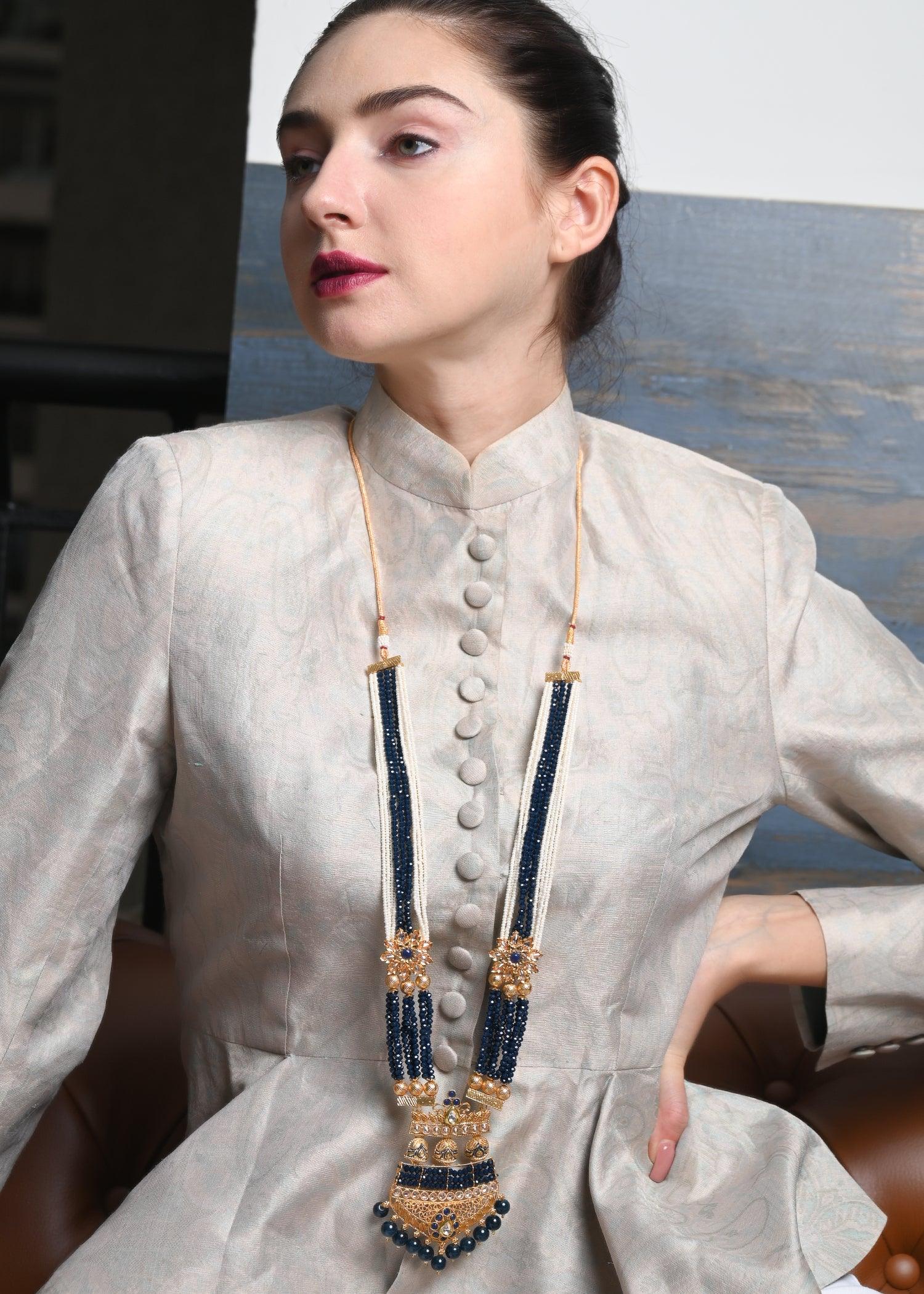 Odette Women Midnight Blue Rani Necklace Set