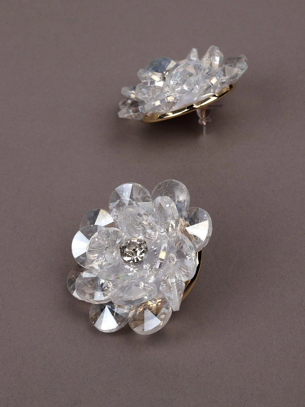 Odette Women Clear Metal Earrings - Image 6