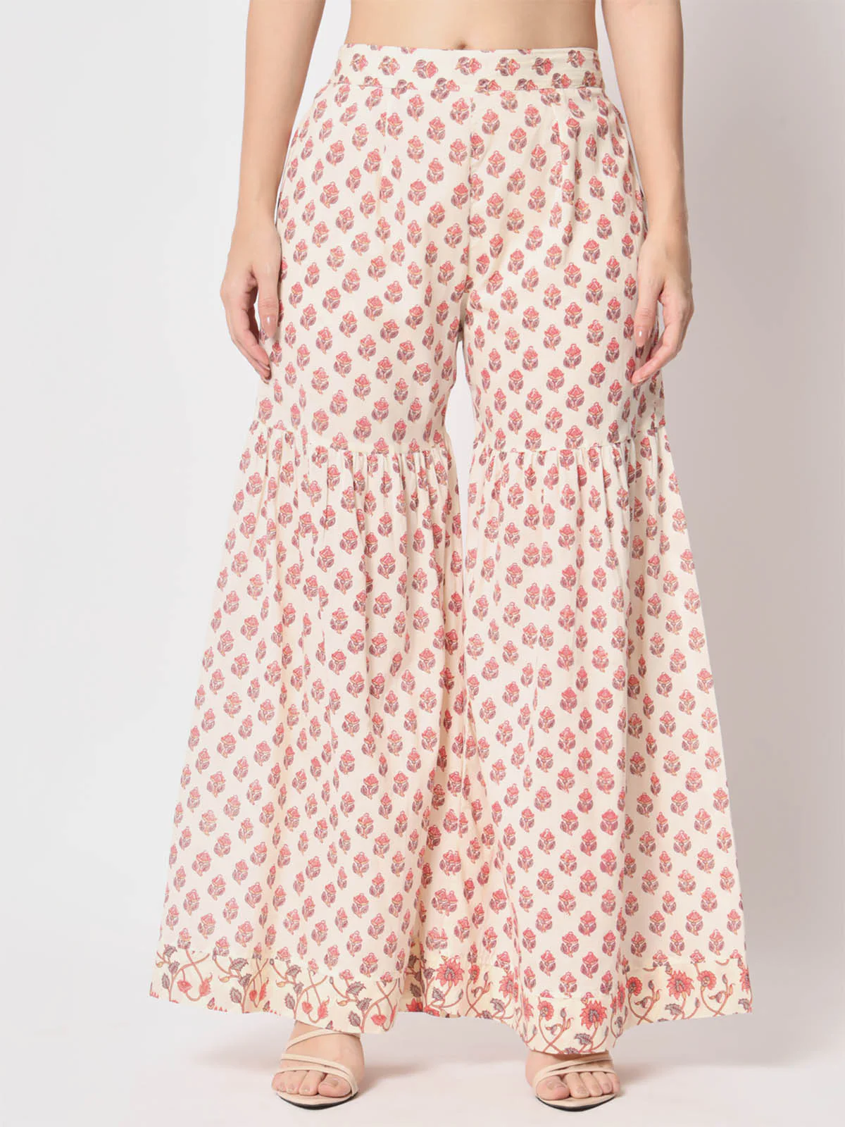 Odette Women Modern Pink Cotton Printed Stitched Kurta Set - Image 7