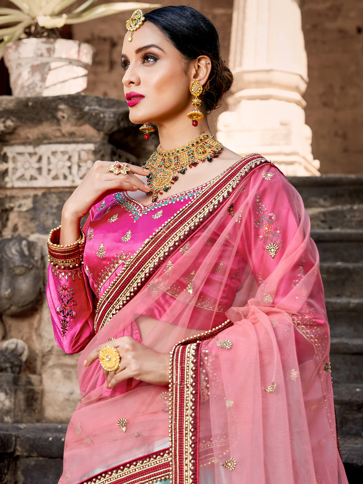 Odette Women Modern Semi Stitched Sea Green Lehenga Choli - Image 3