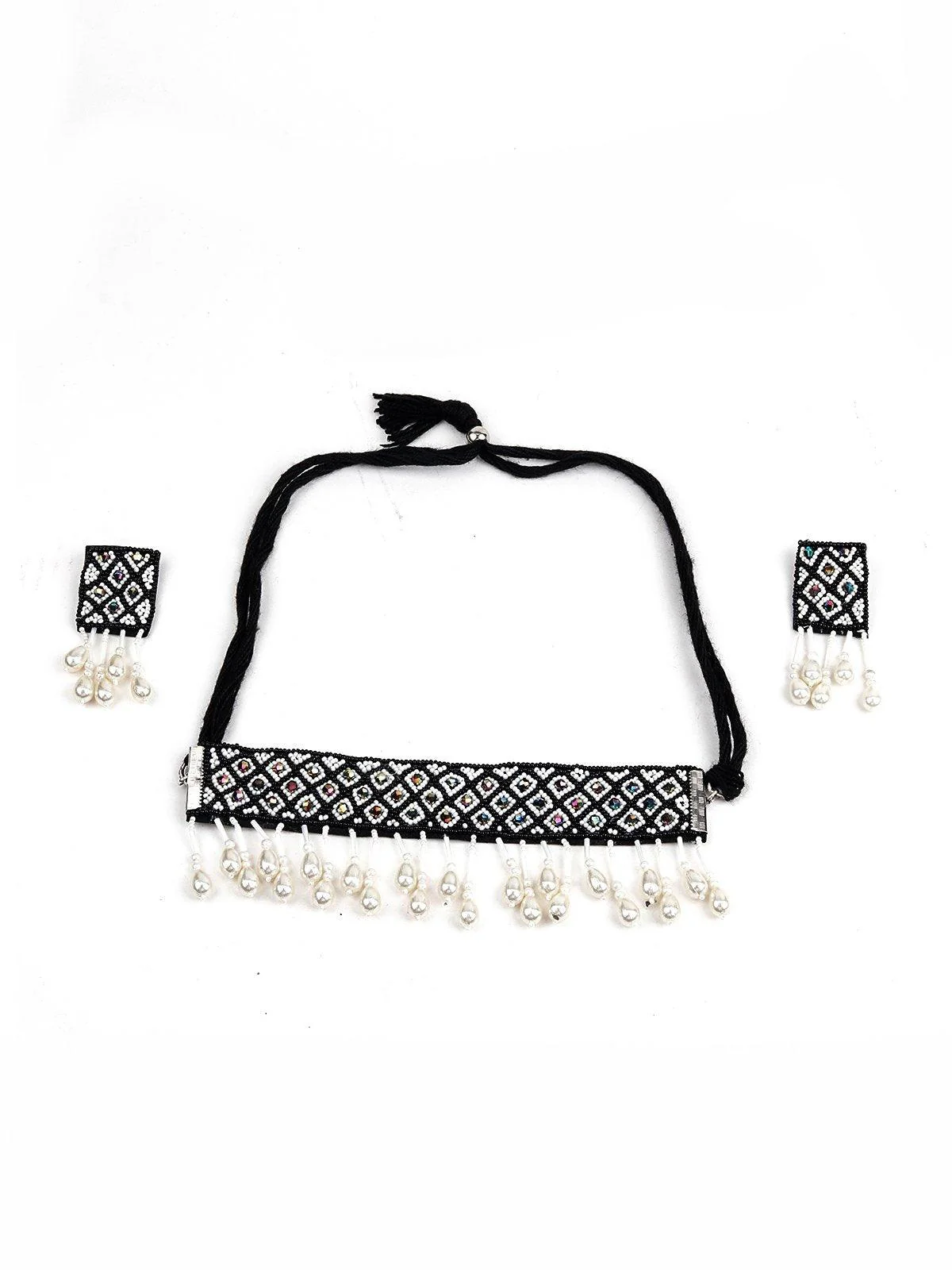 Odette Women White & Black Metal Necklace - Image 3