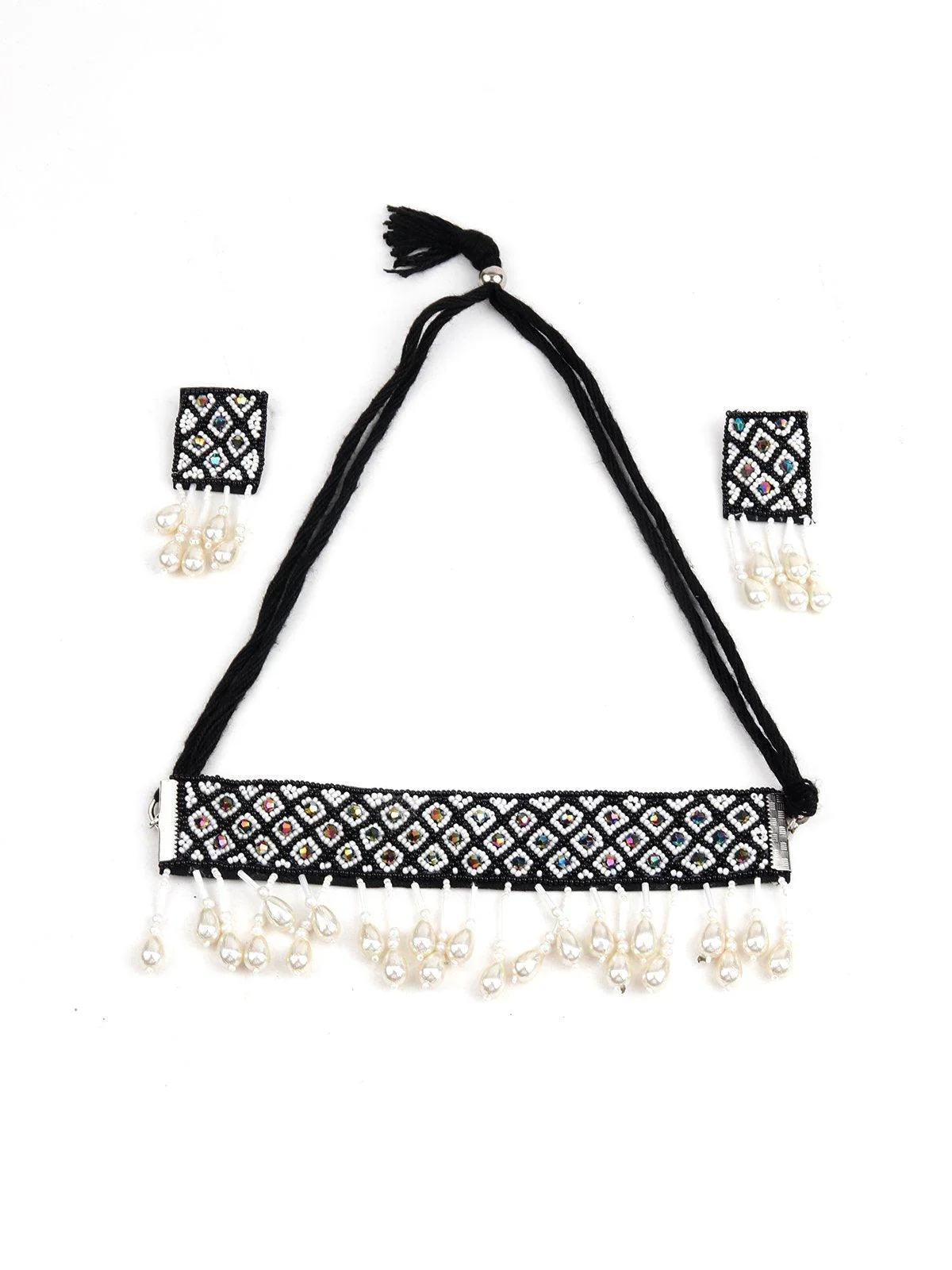 Odette Women White & Black Metal Necklace - Image 5