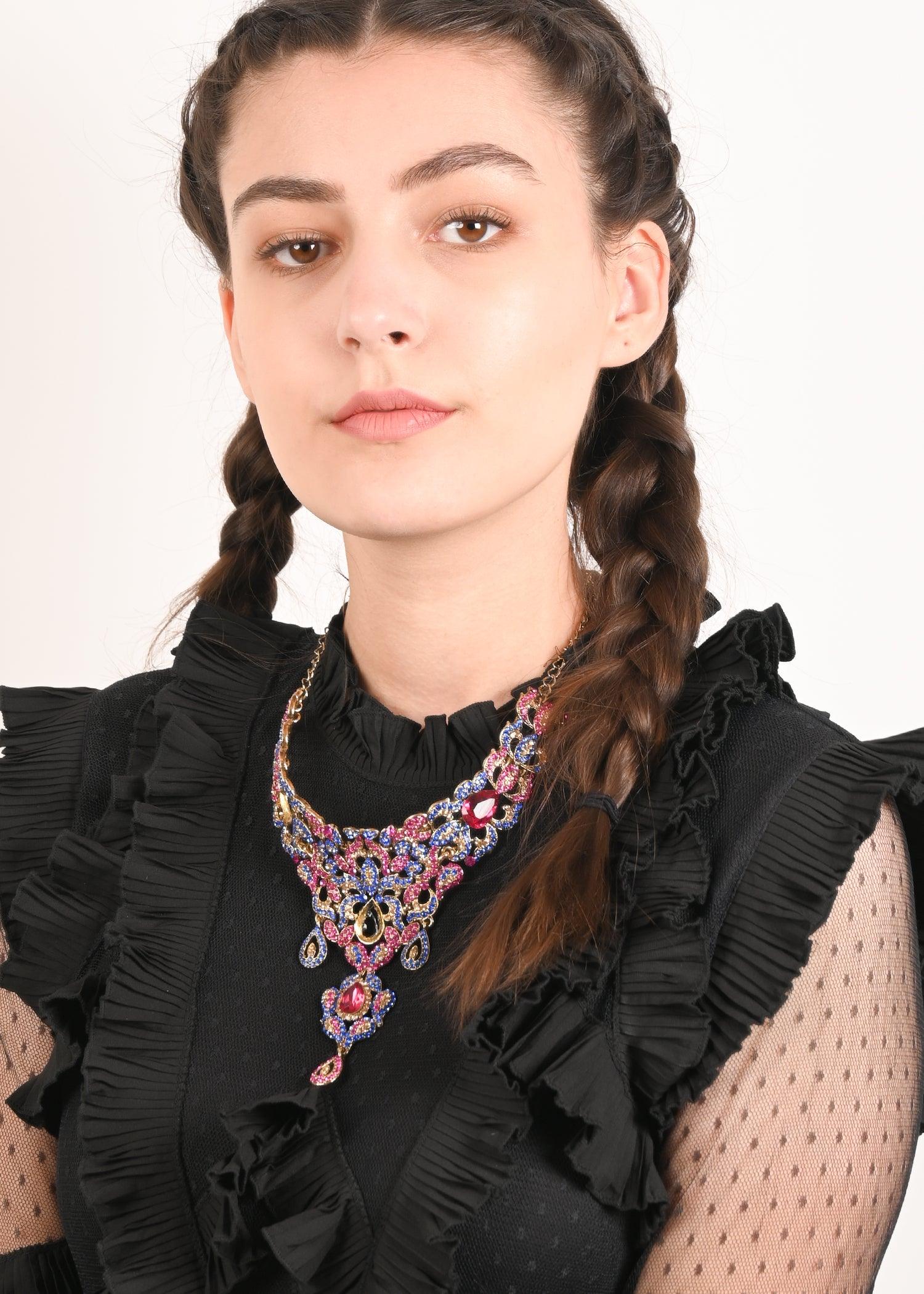 Odette Women Multi Color Crystal Necklace Set