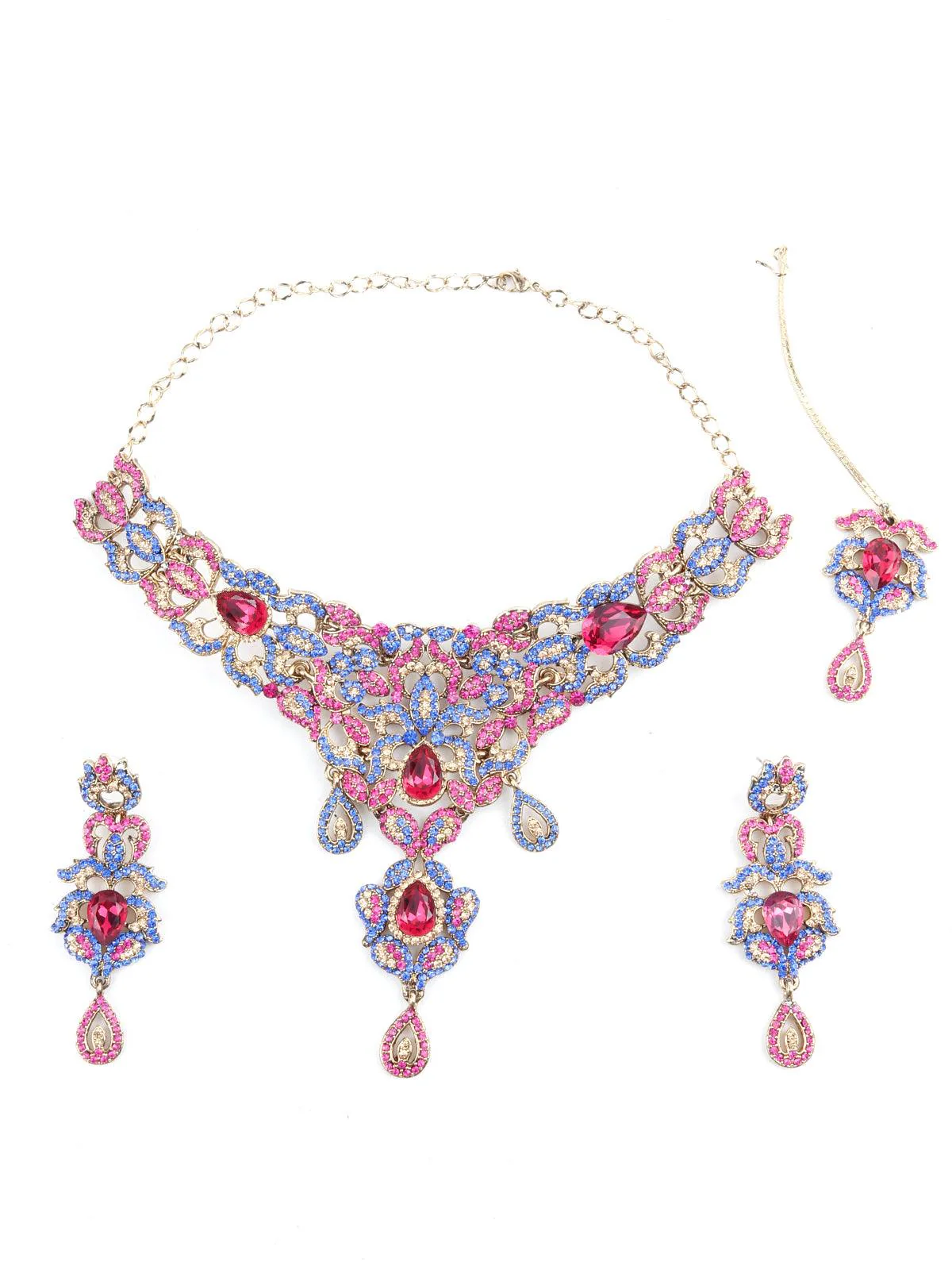Odette Women Multi Color Crystal Necklace Set - Image 2