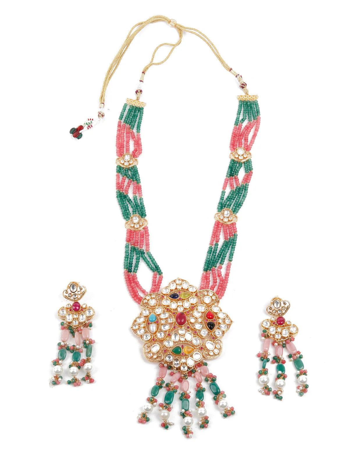 Odette Women Multi Colored Rani Har Necklace Set - Image 3