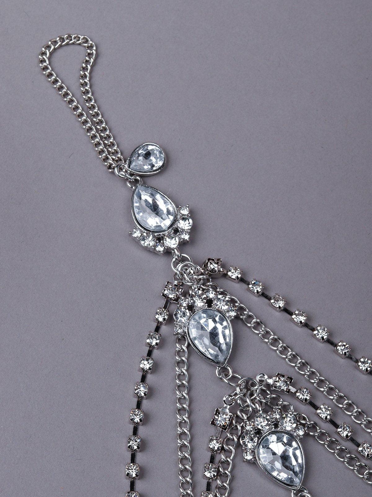 Odette Women Silver Metal Hathphool - Image 4