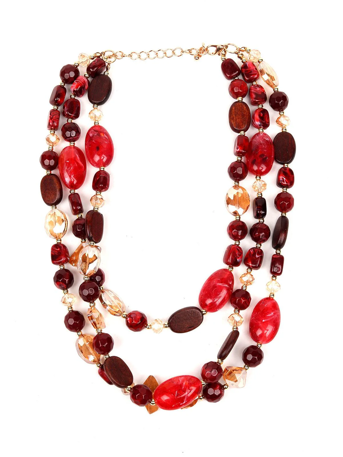 Odette Women Red Stone Metal Necklace - Image 3