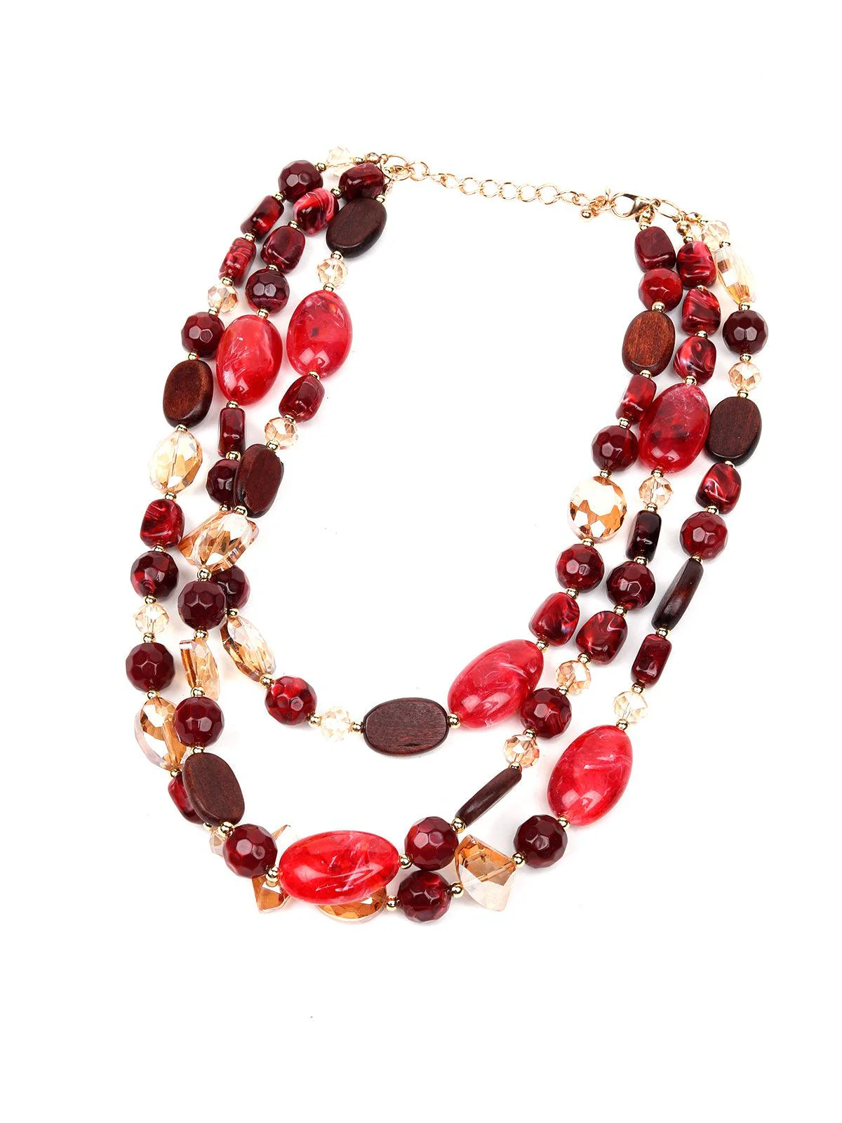 Odette Women Red Stone Metal Necklace - Image 4