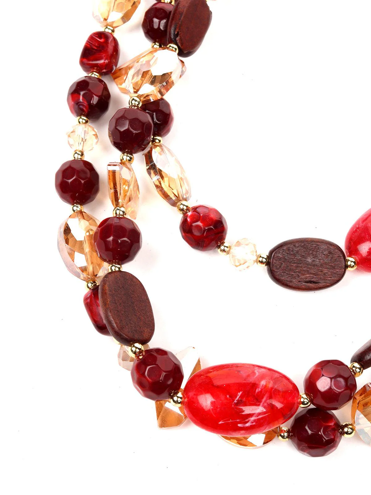 Odette Women Red Stone Metal Necklace - Image 5