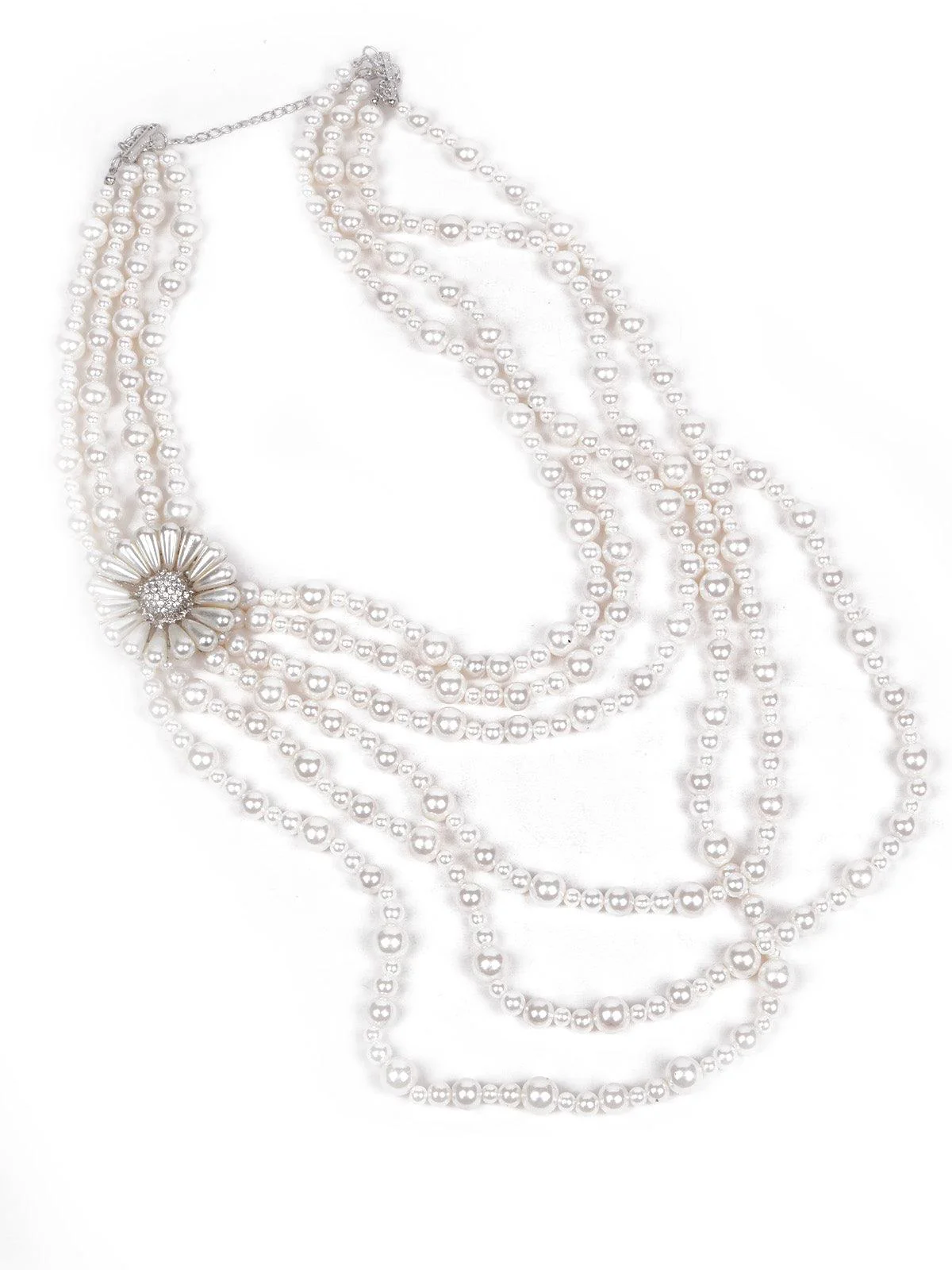 Odette Women White Rhinestones L Necklace - Image 3