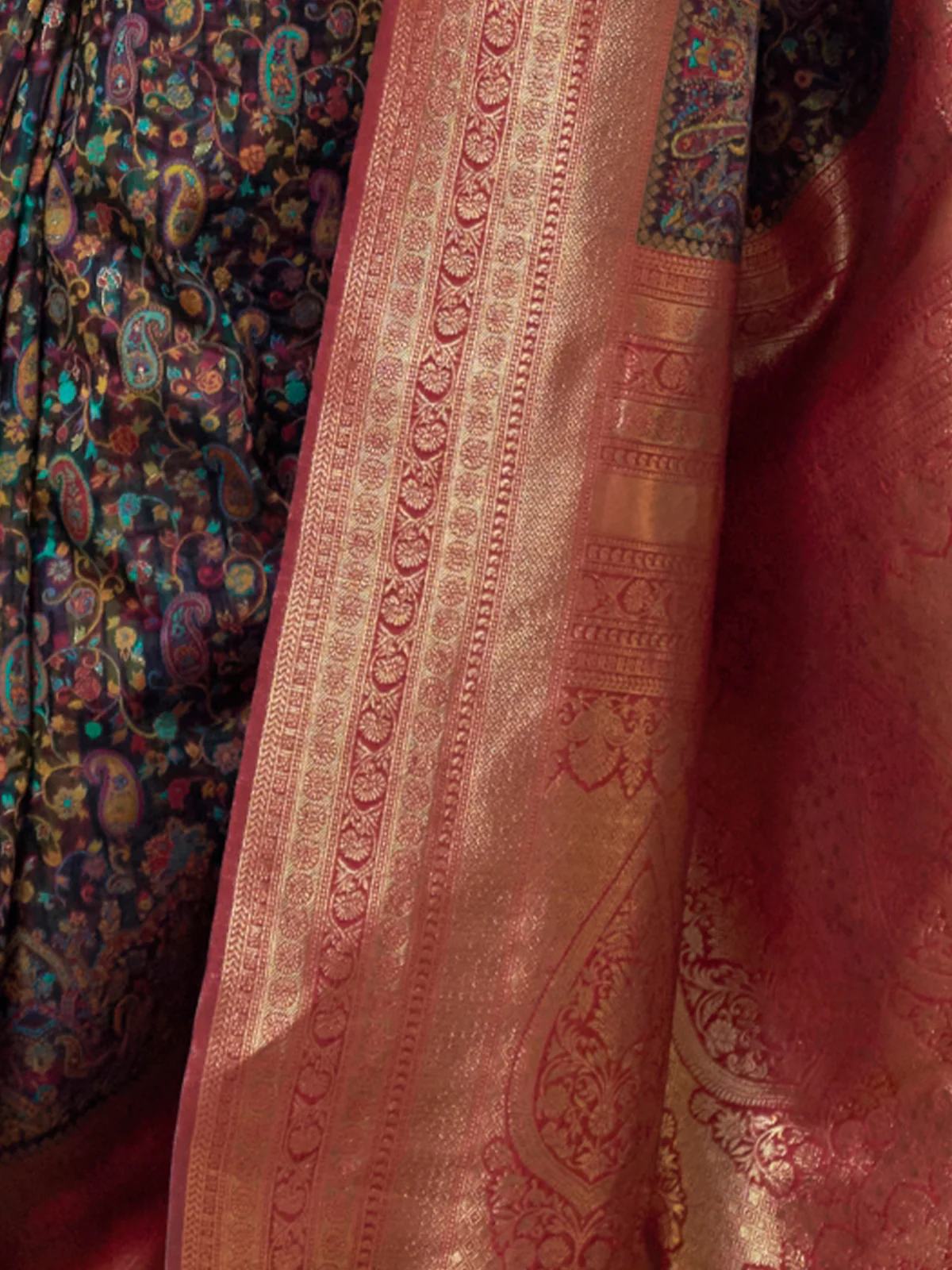 Odette Women Black Modal Woven Saree With Unstitched Blouse - Image 3
